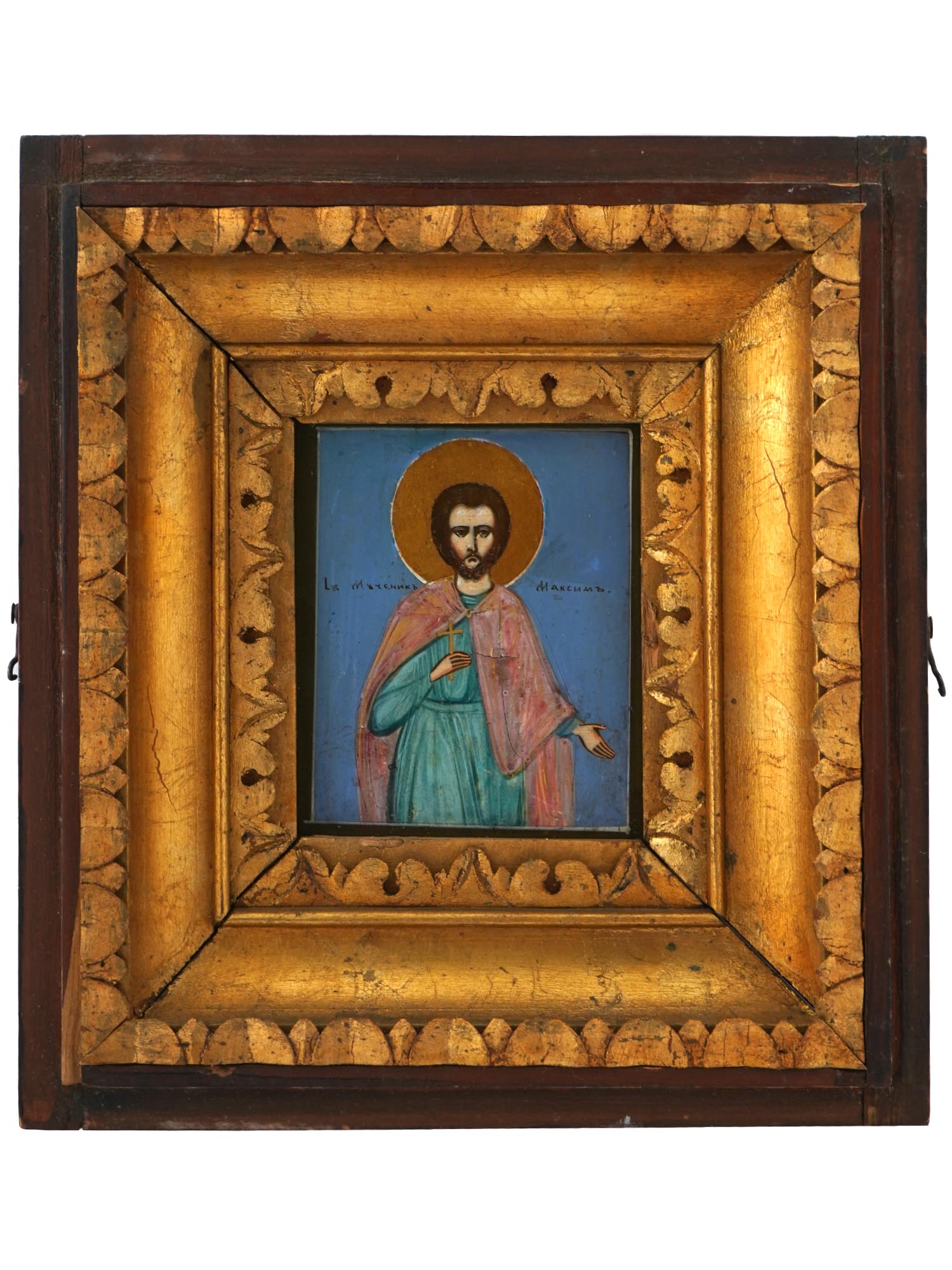 ANTIQUE RUSSIAN ICON OF SAINT MAXIMUS IN KIOT PIC-2