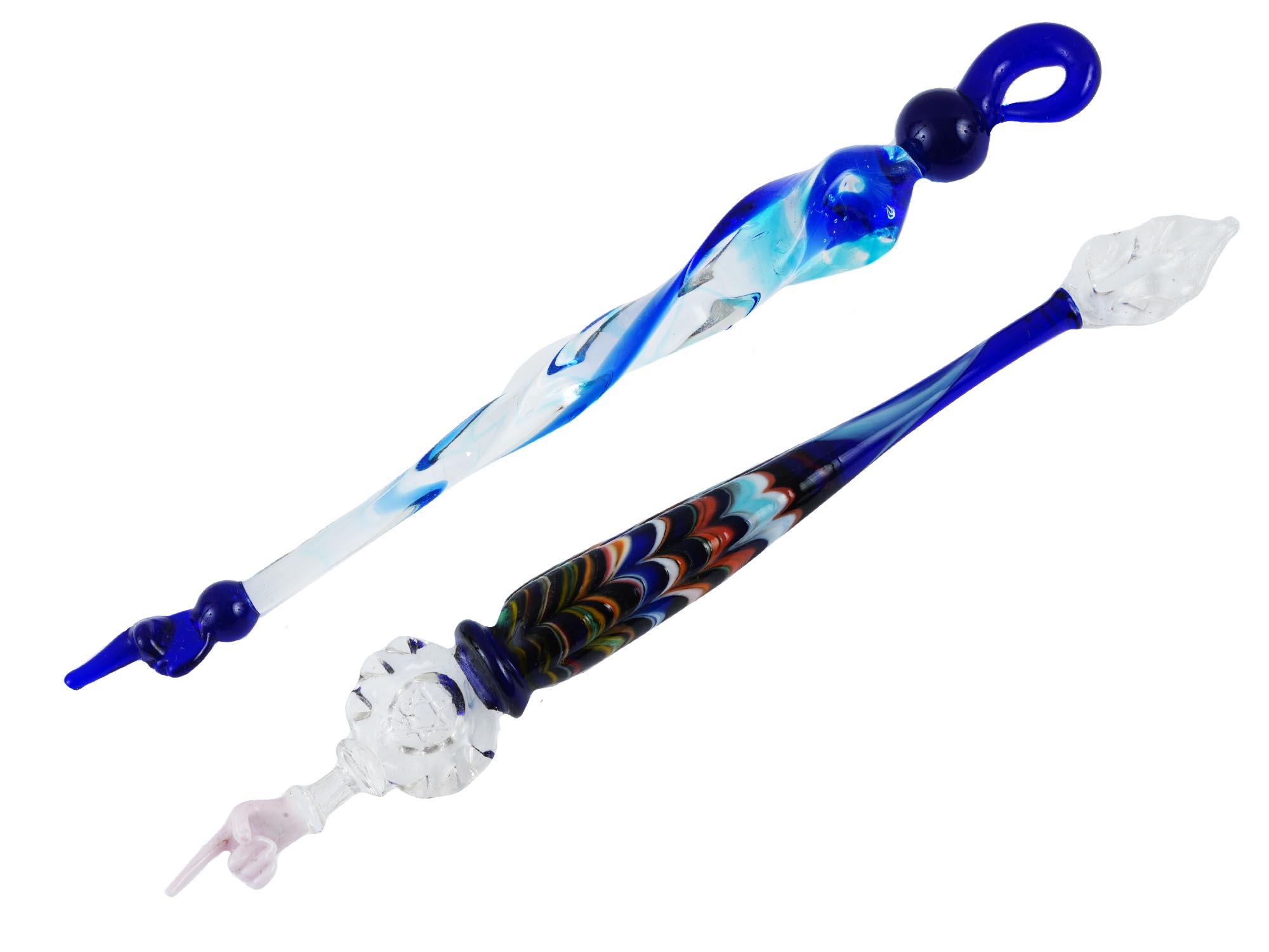 TWO ITALIAN JUDAICA MURANO GLASS TORAH POINTERS PIC-1