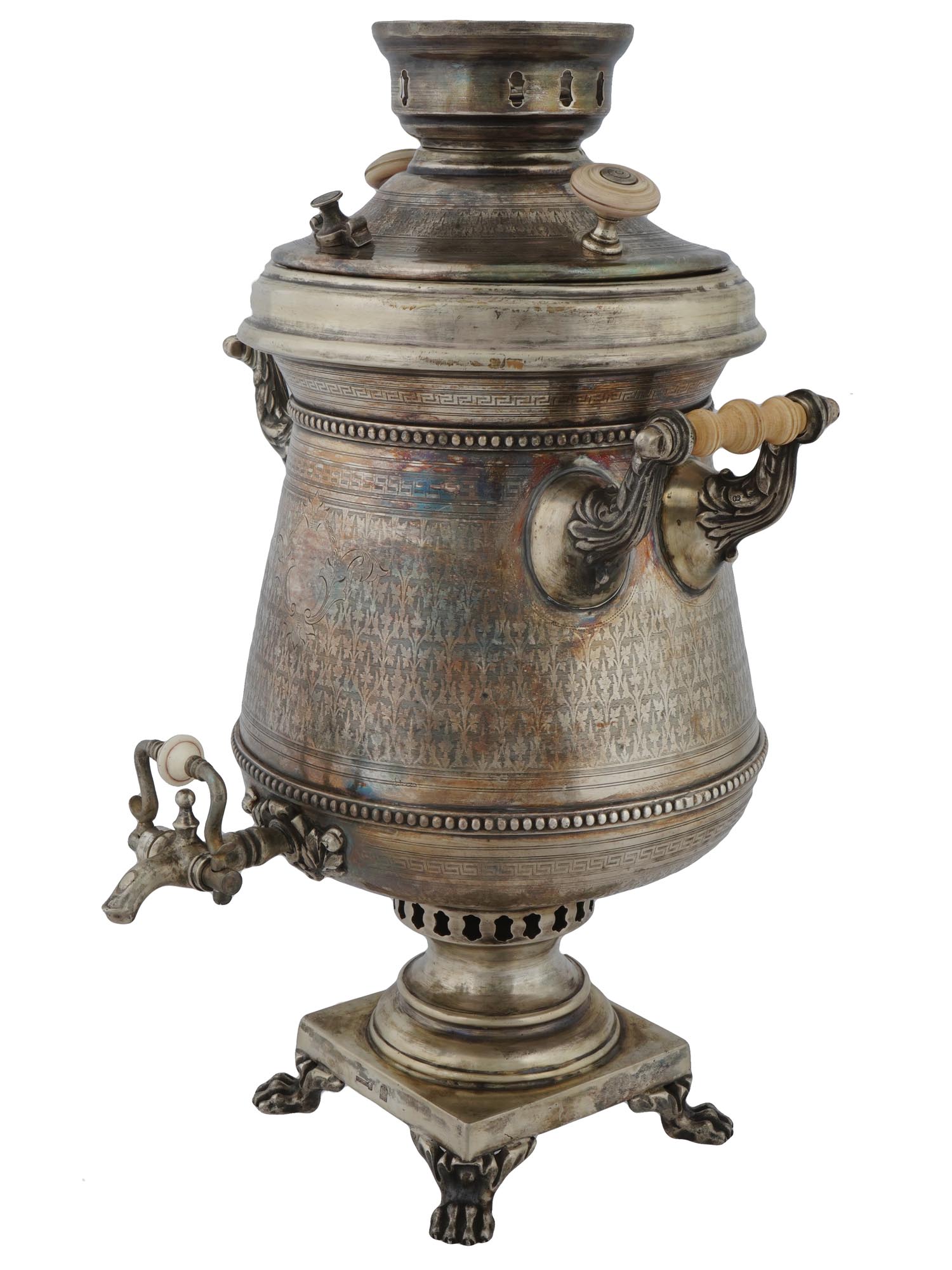 RUSSIAN 84 SILVER ENGRAVED SAMOVAR PIC-0