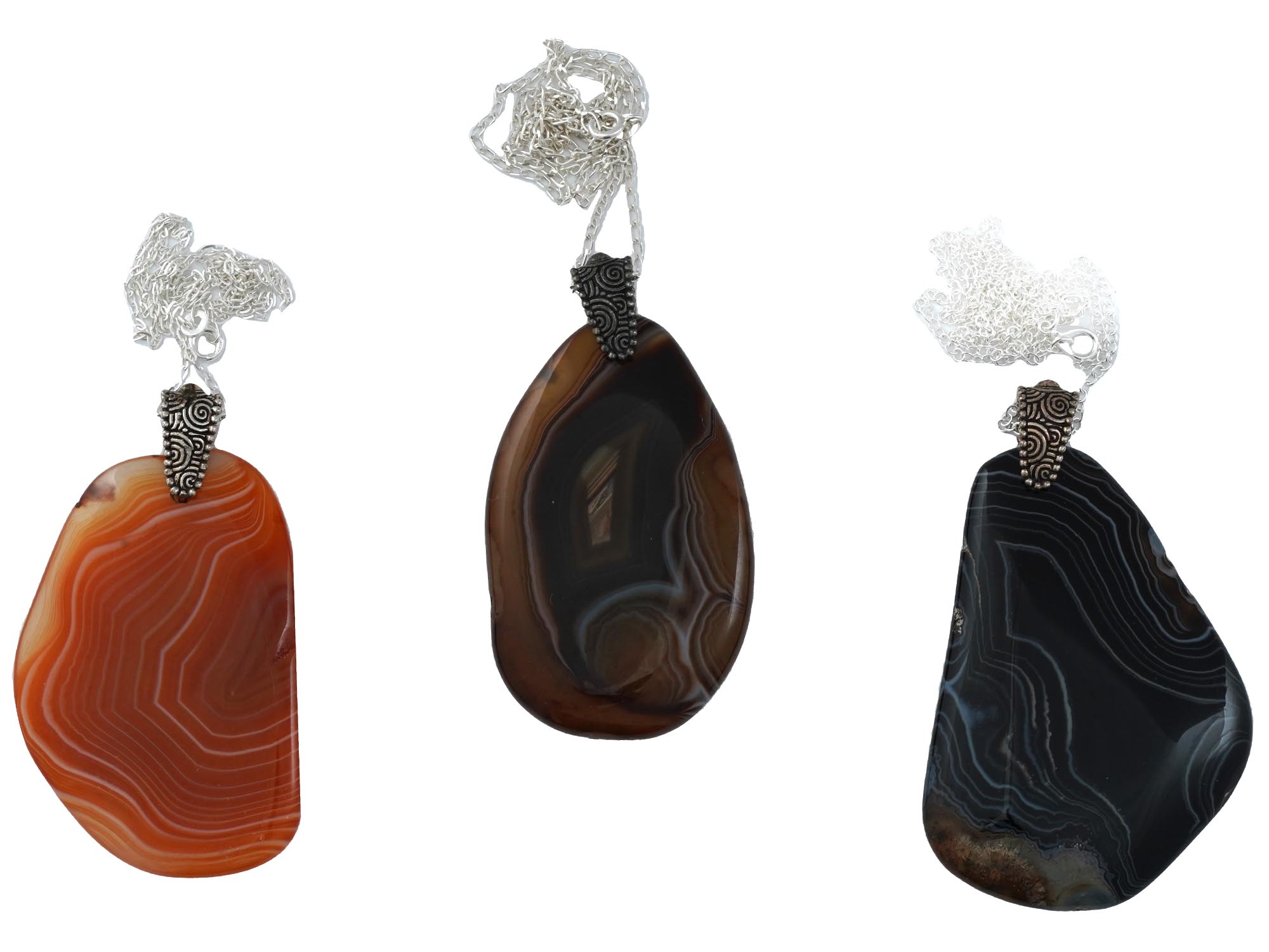 INDIAN SILVER NECKLACES CARNELIAN ORCA AGATE ONYX PIC-2
