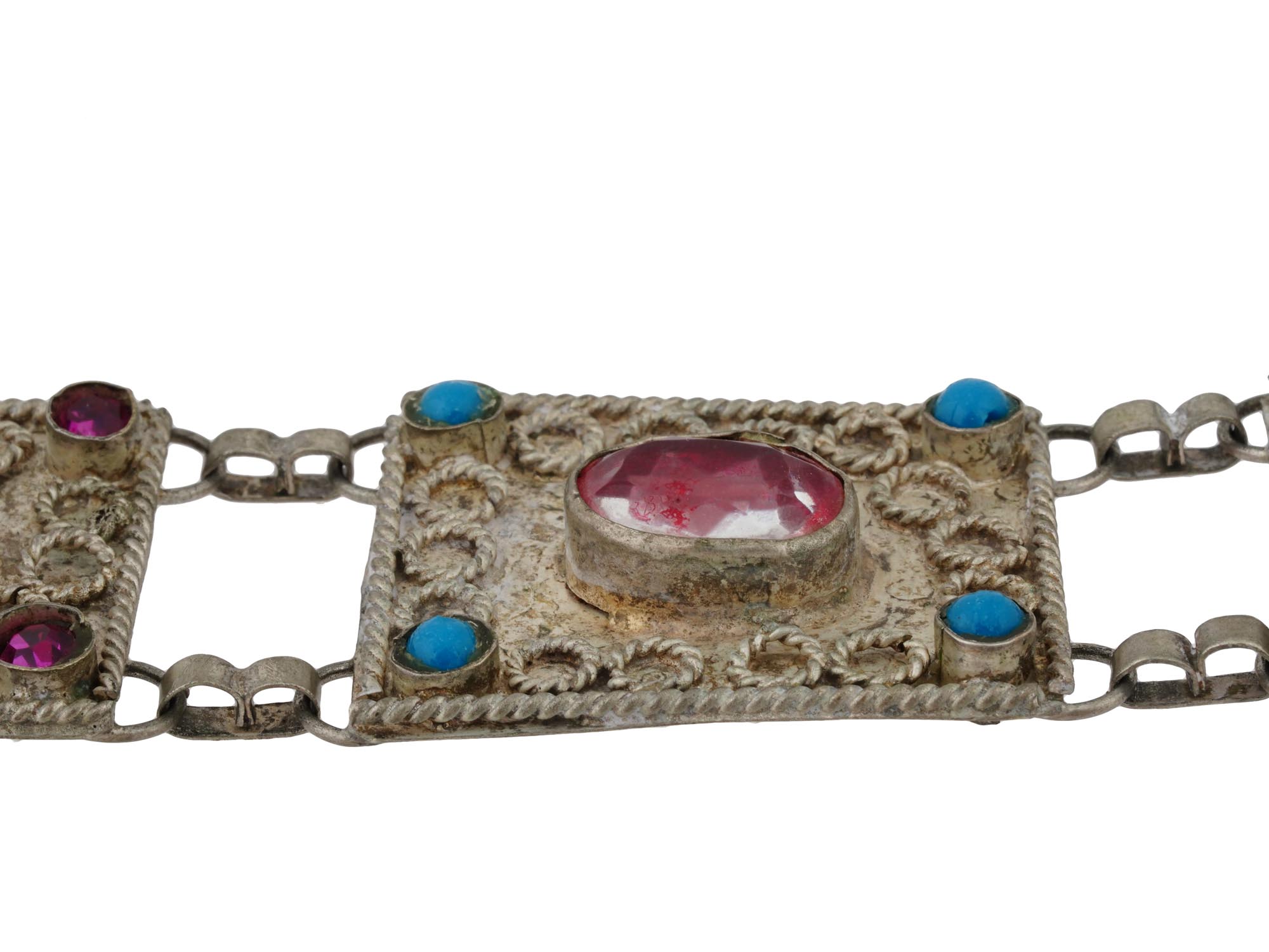 SOUTHWESTERN NAVAJO SILVER SEMI PRECIOUS STONES BELT PIC-5