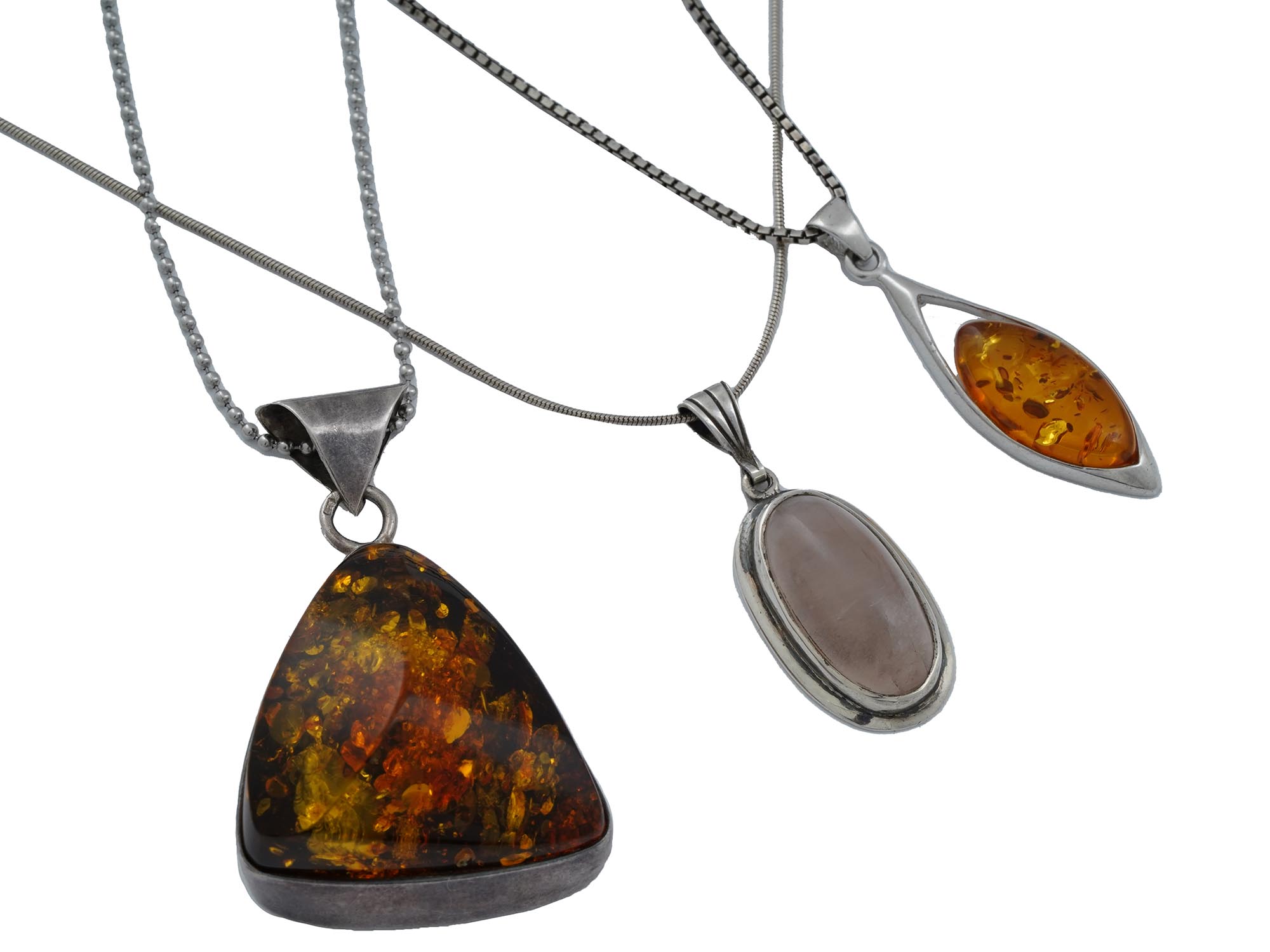 SILVER BEAD AND PENDANT NECKLACES AMBER MOONSTONE PIC-2