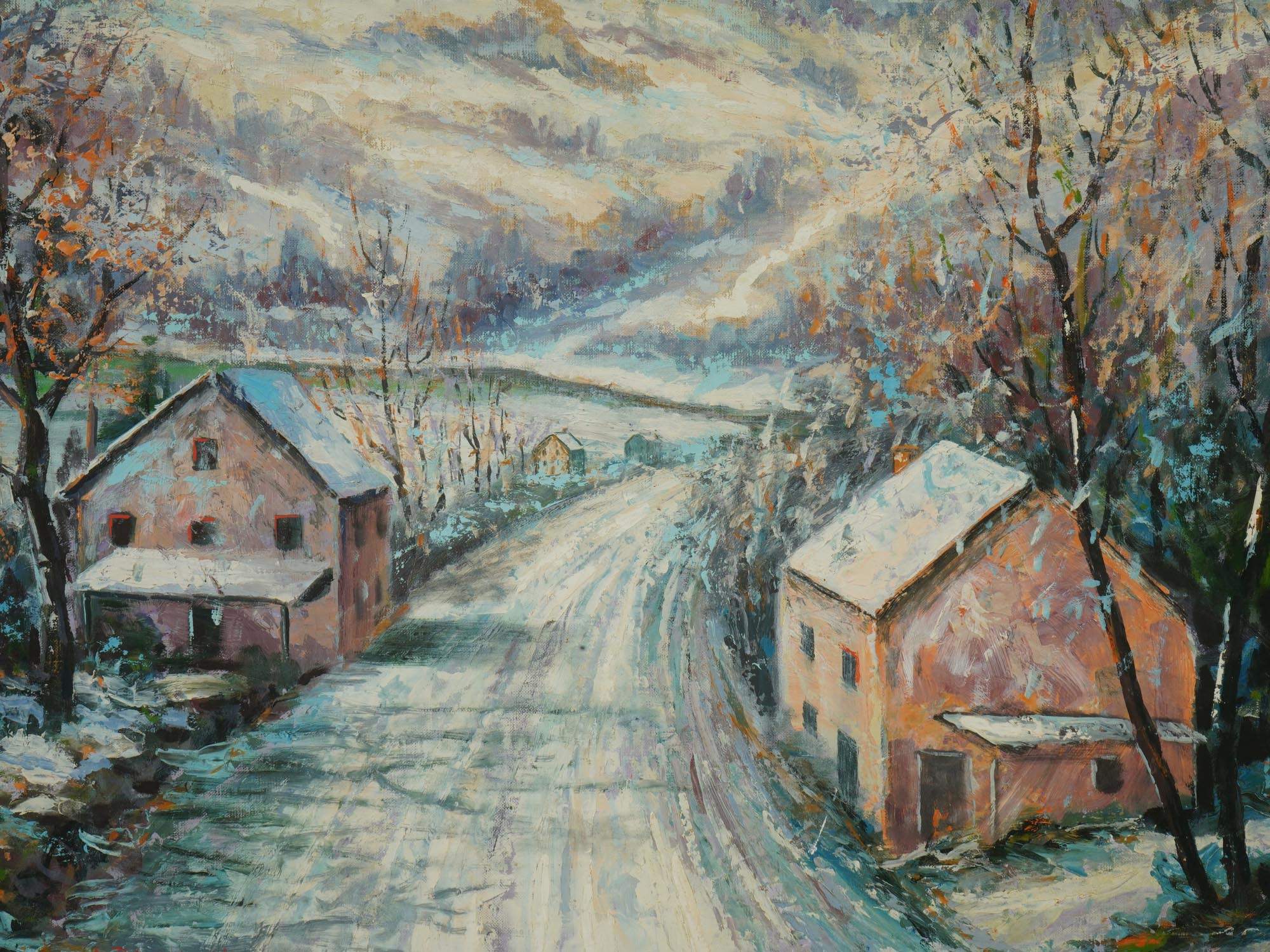AMERICAN WINTER LANDSCAPE PAINTING BY A. ROEDEL PIC-1