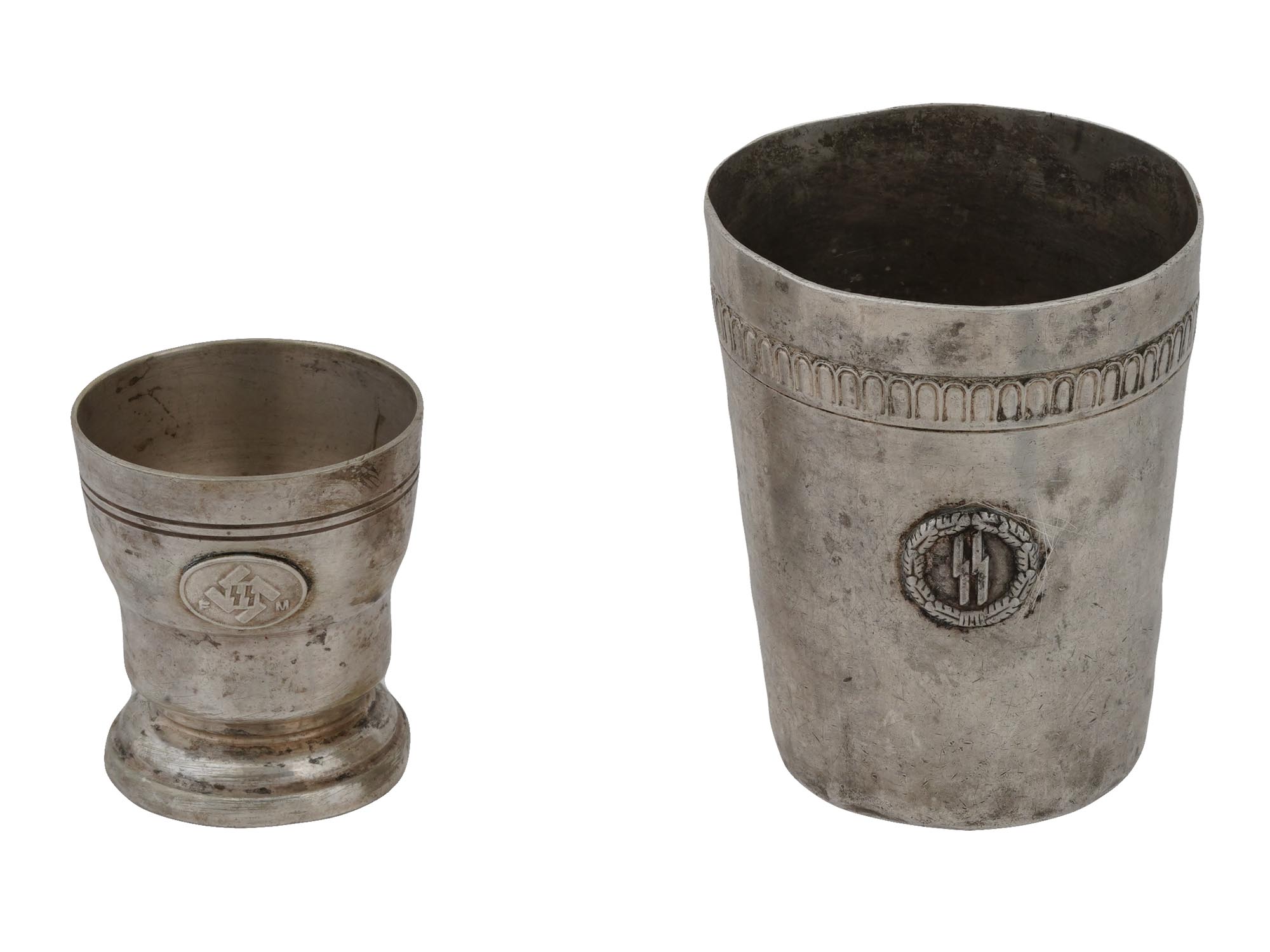 TWO WWII NAZI GERMAN ERA WAFFEN SS CUPS BY WISKEMANN PIC-0