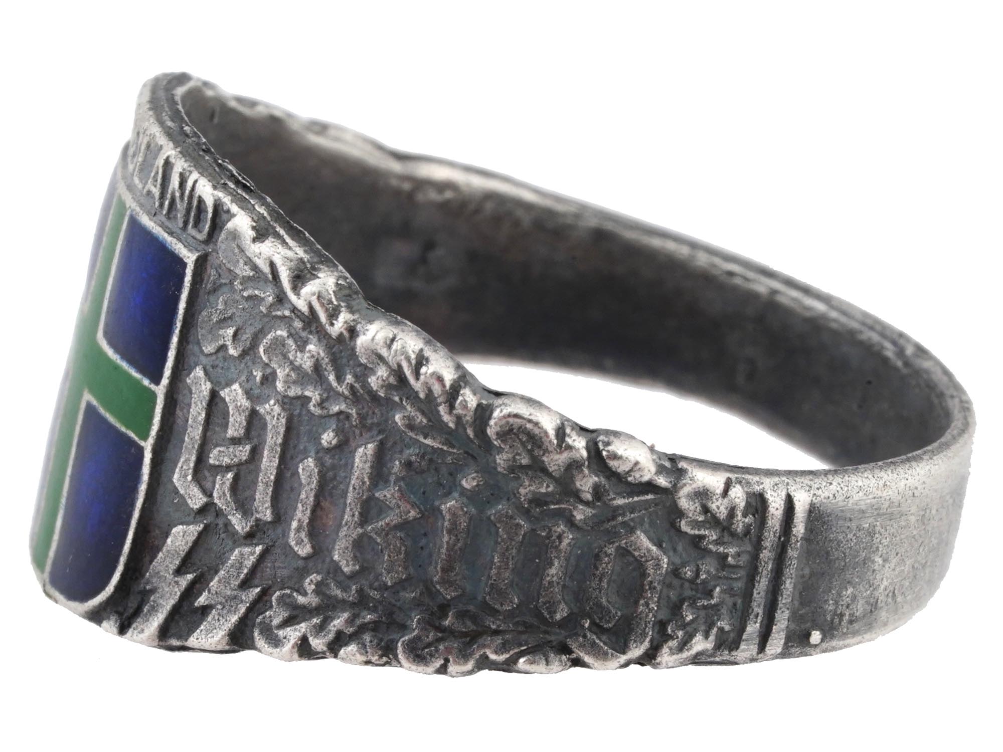 WWII GERMAN TYPE WAFFEN SS WIKING NORDLAND SILVER RING PIC-2