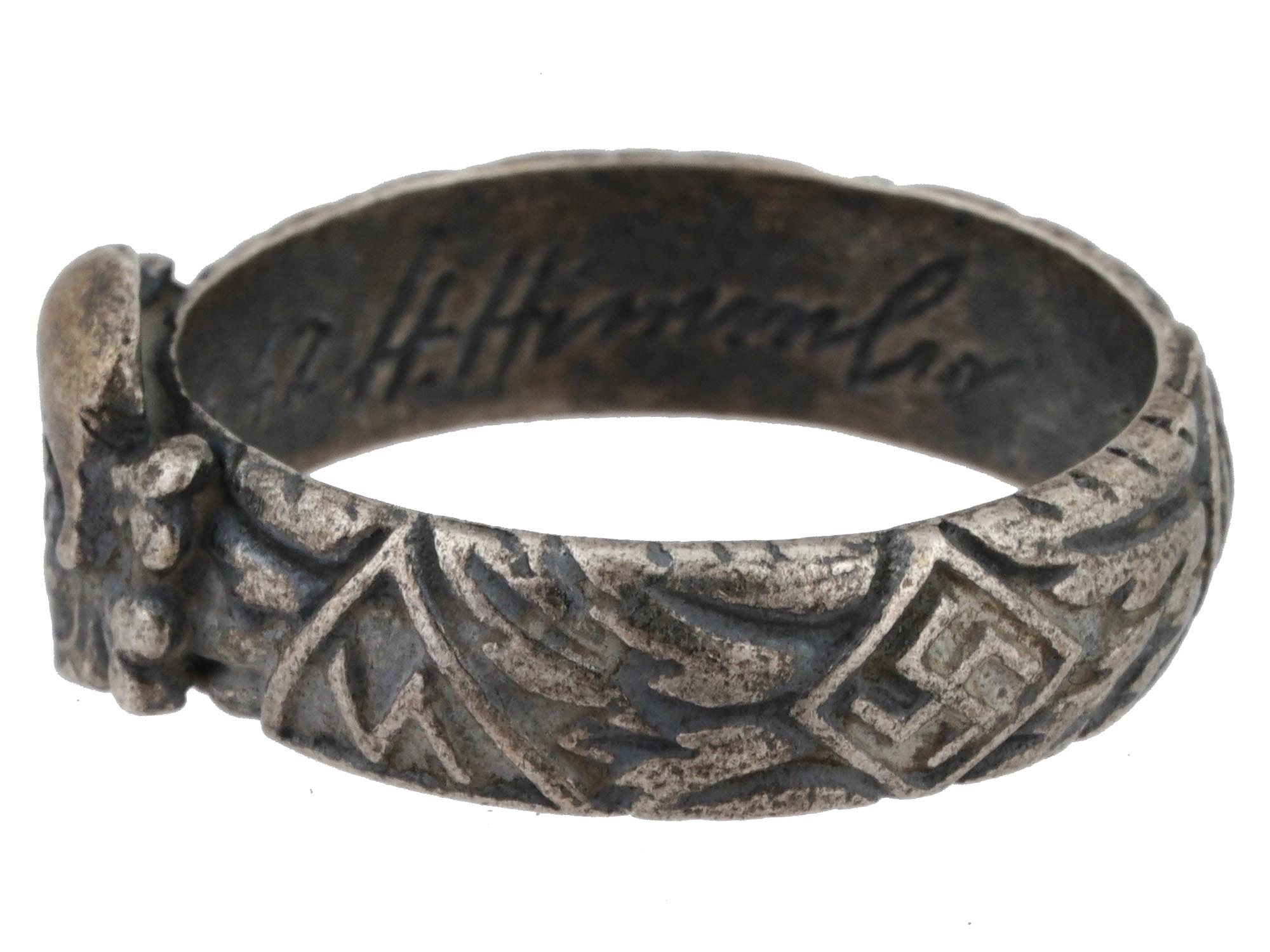 GERMAN WWII TYPE SS HONOR SILVER RING PIC-2