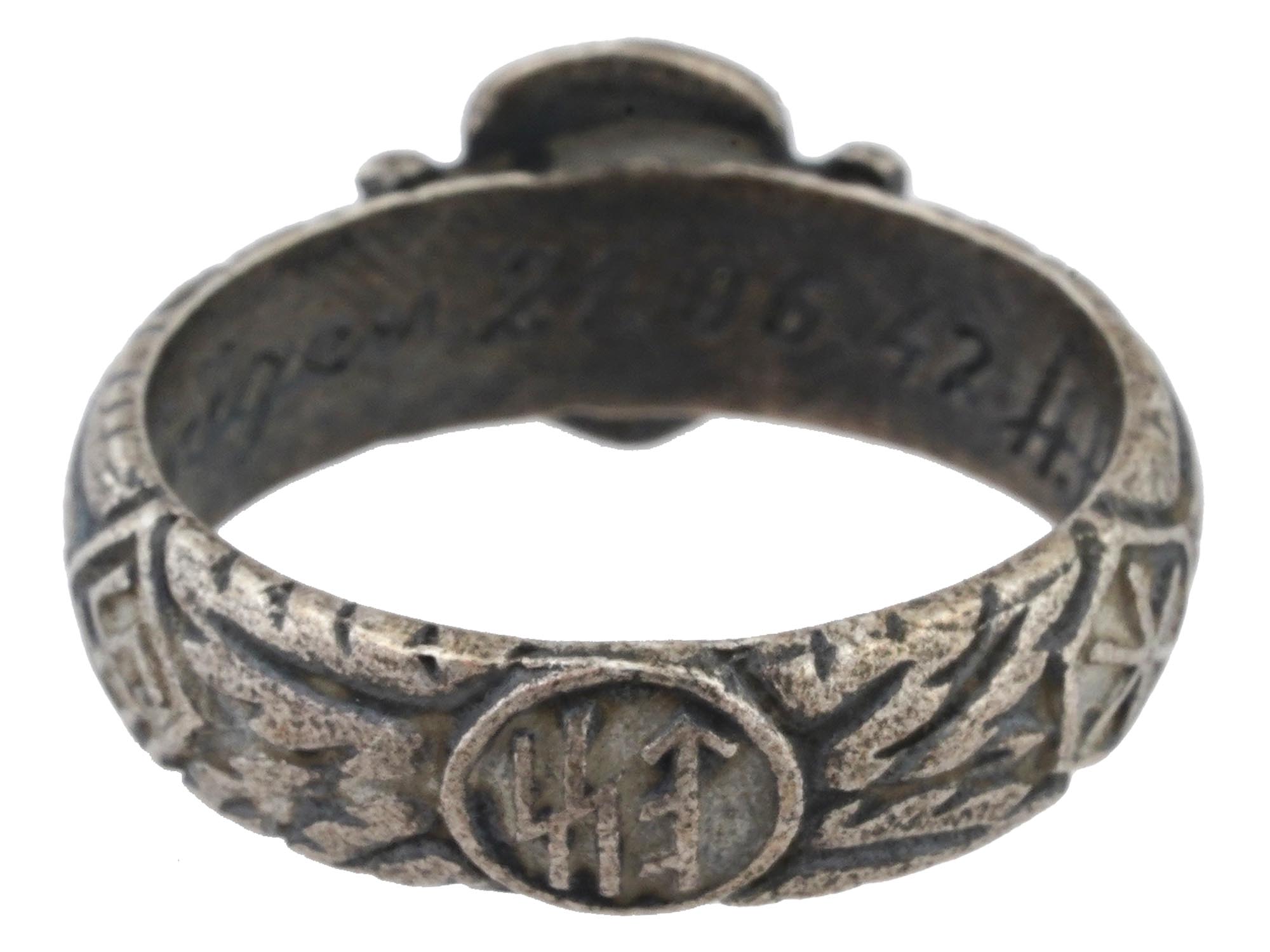 GERMAN WWII TYPE SS HONOR SILVER RING PIC-3