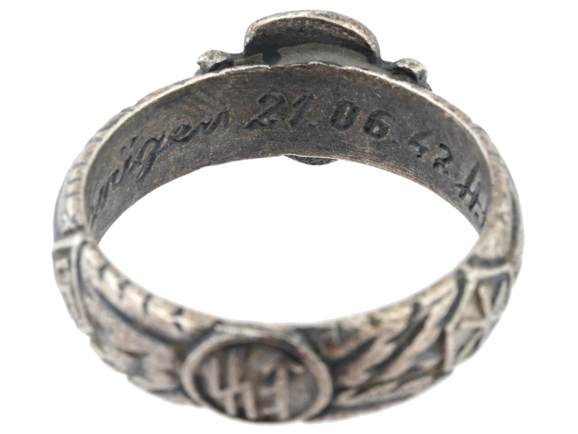 GERMAN WWII TYPE SS HONOR SILVER RING PIC-5