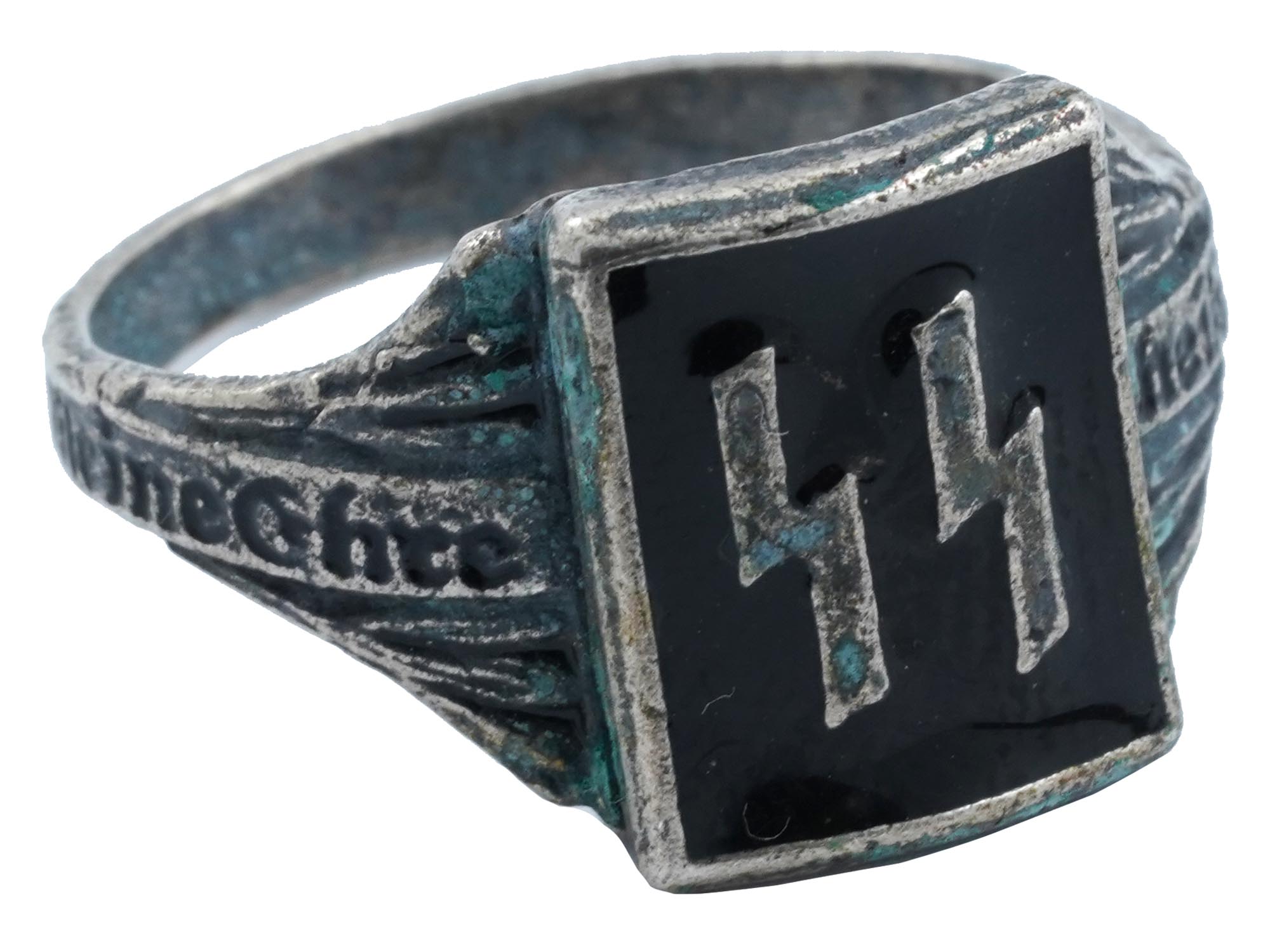 GERMAN WWII TYPE WAFFEN SS RUNES SILVER RING PIC-1