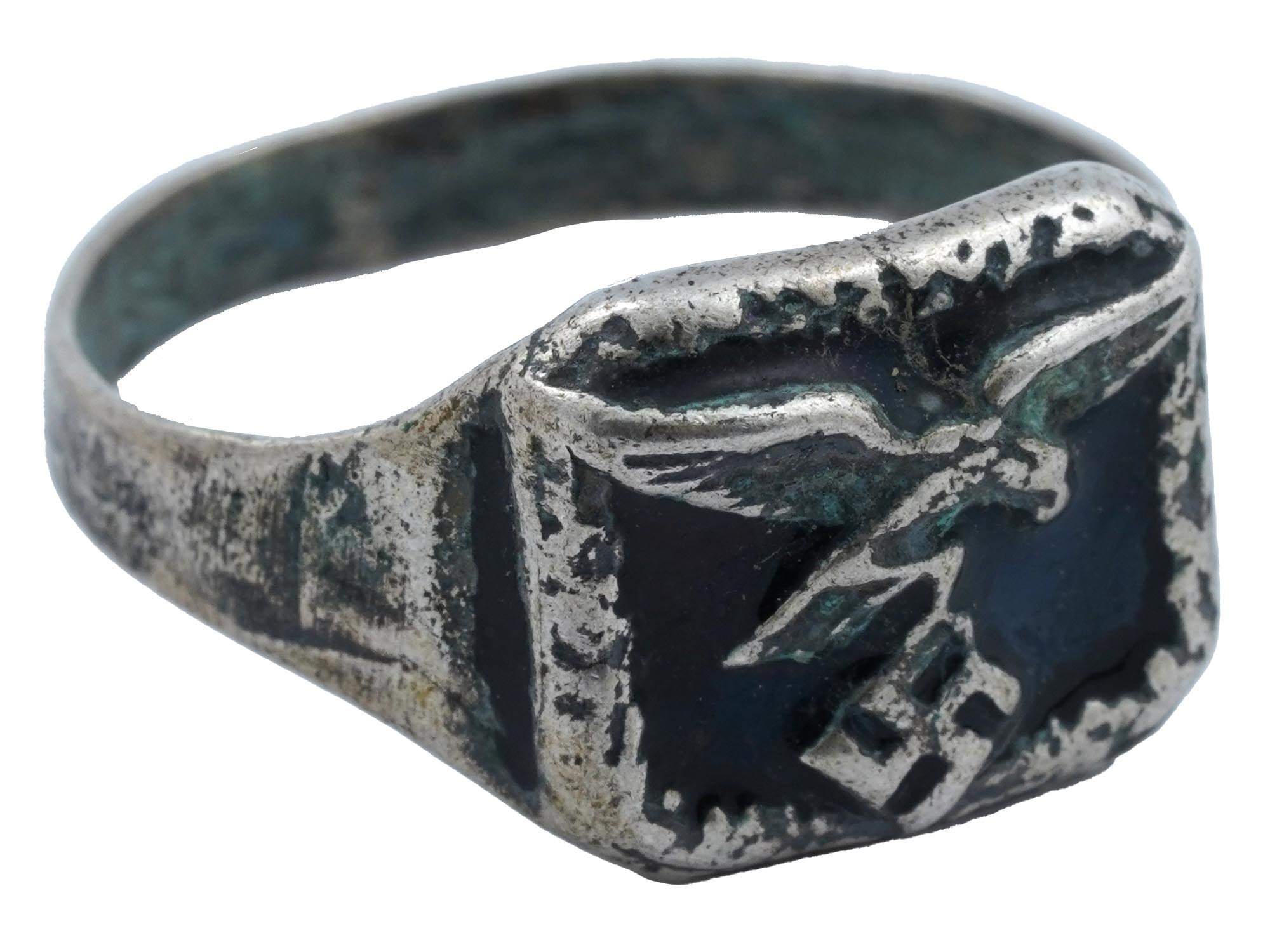 GERMAN WWII TYPE LUFTWAFFE PILOTS SILVER RING PIC-1