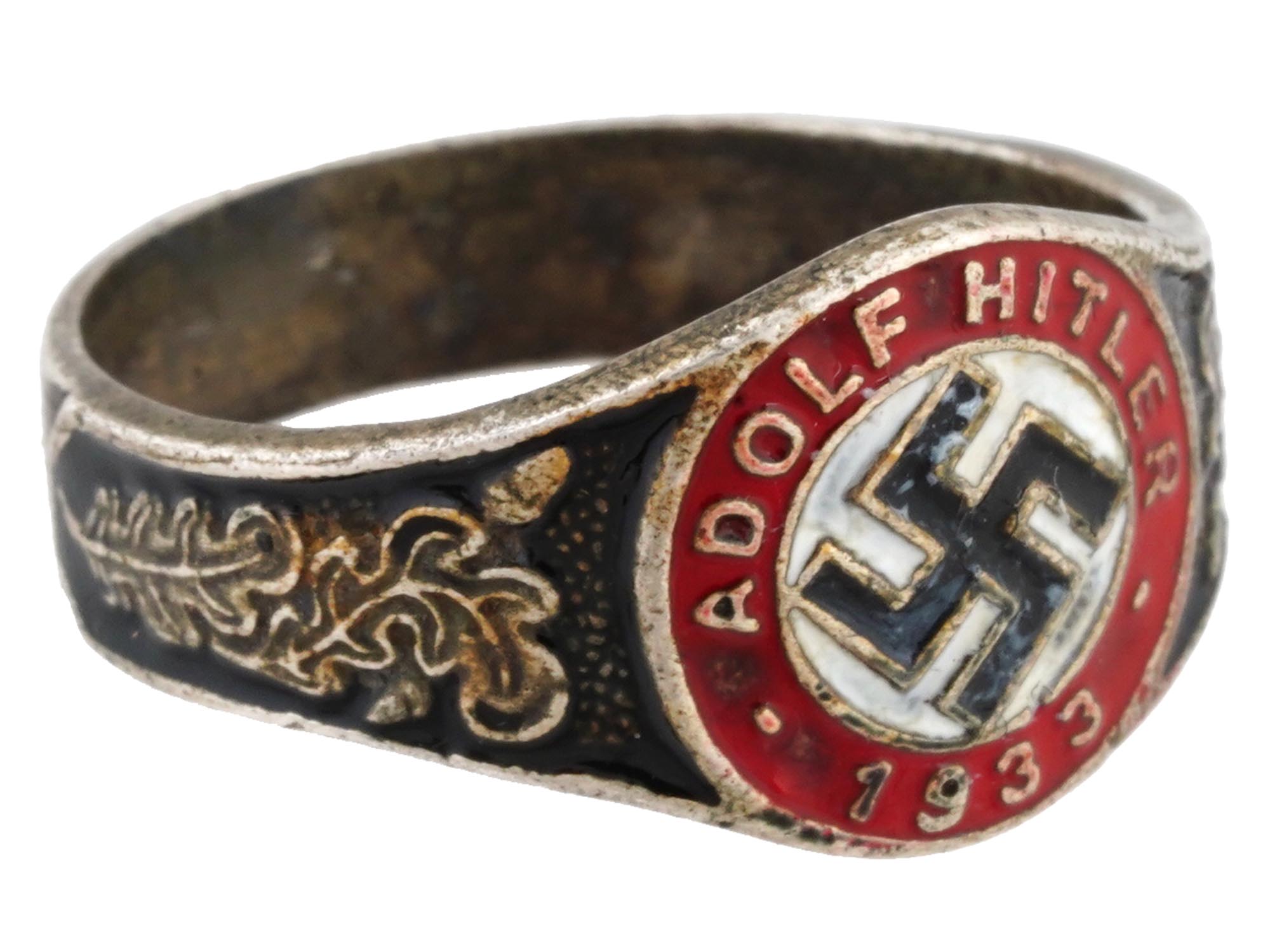 GERMAN WWII TYPE ADOLF HITLER 1933 SILVER RING PIC-1