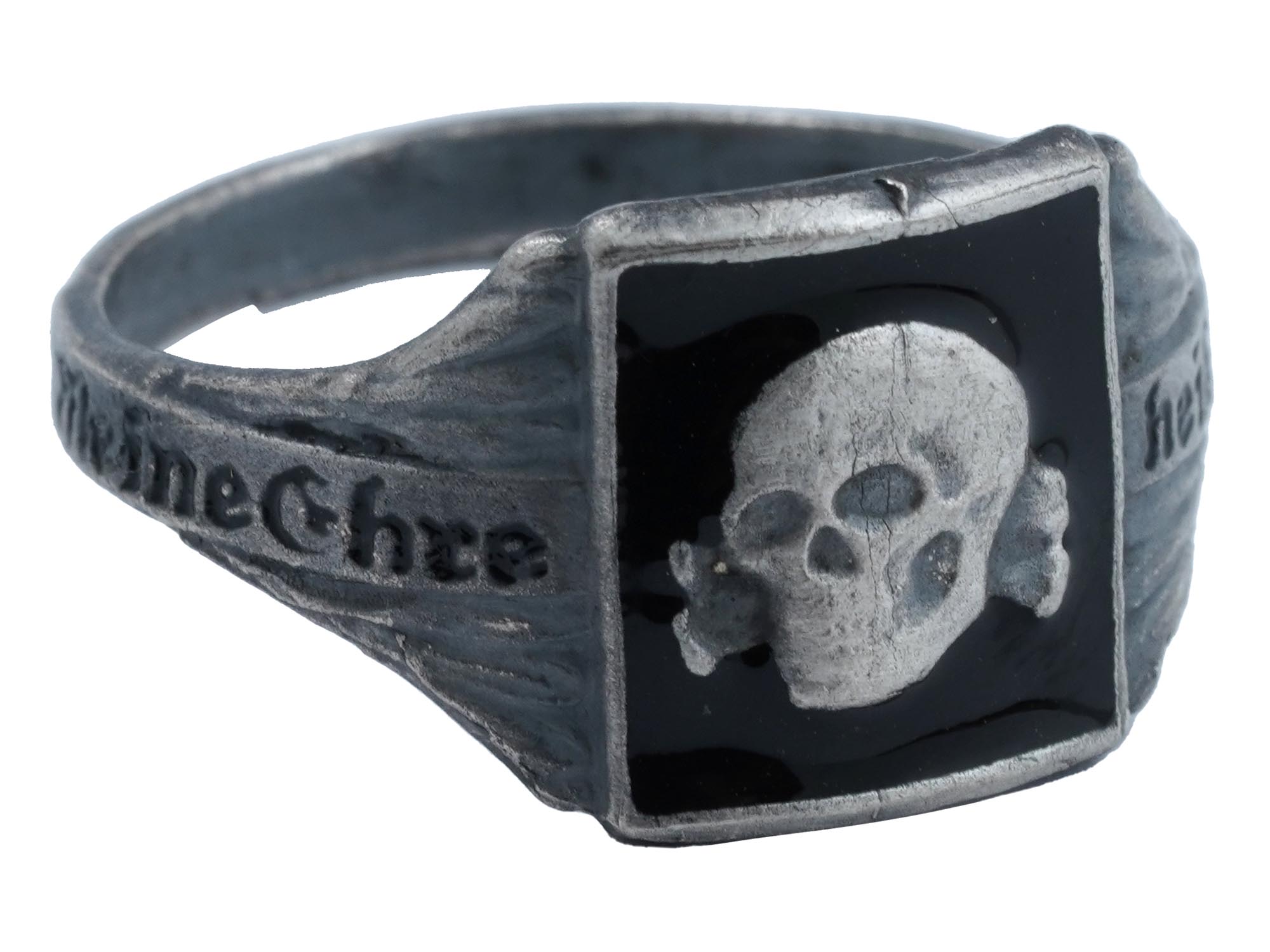 GERMAN WWII TYPE WAFFEN SS DIVISION TOTENKOPF SILVER RING PIC-1