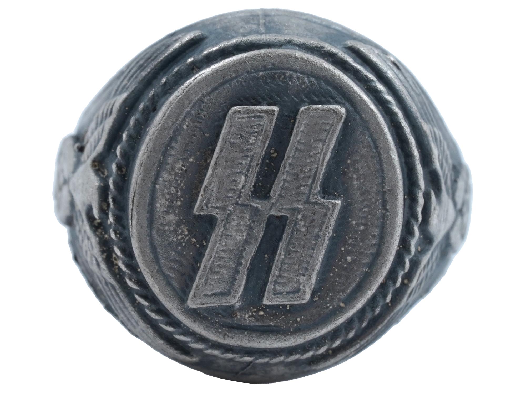 GERMAN WWII TYPE WAFFEN SS RUNES SILVER RING PIC-0