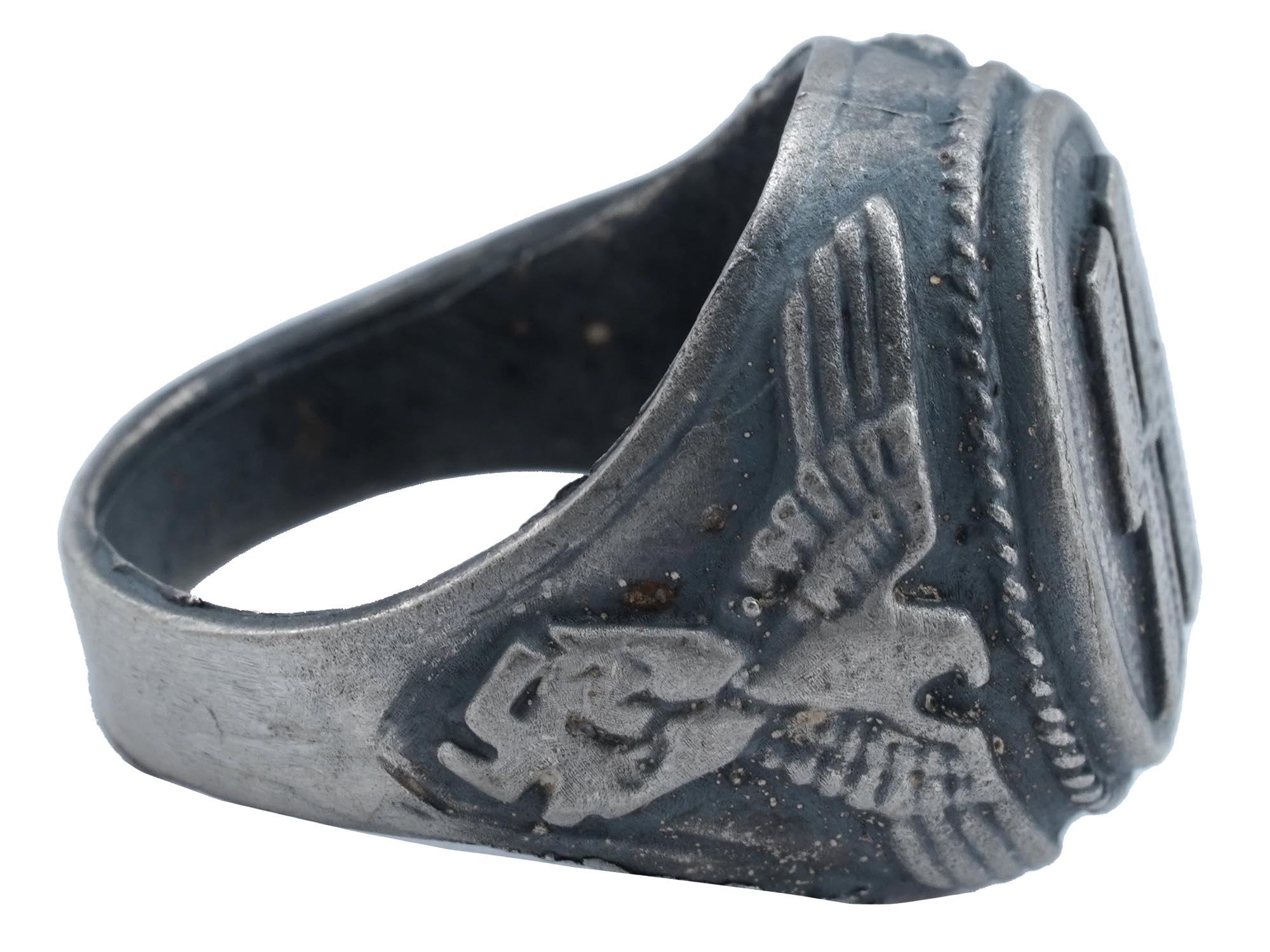GERMAN WWII TYPE WAFFEN SS RUNES SILVER RING PIC-4