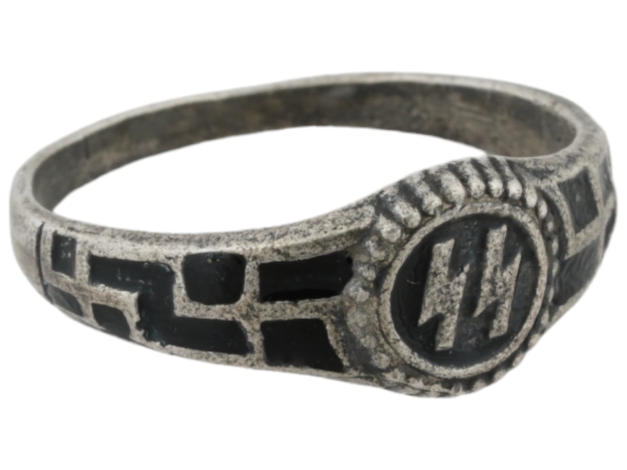 WWII MODEL NAZI GERMAN WAFFEN SS OFFICER SILVER RING PIC-1