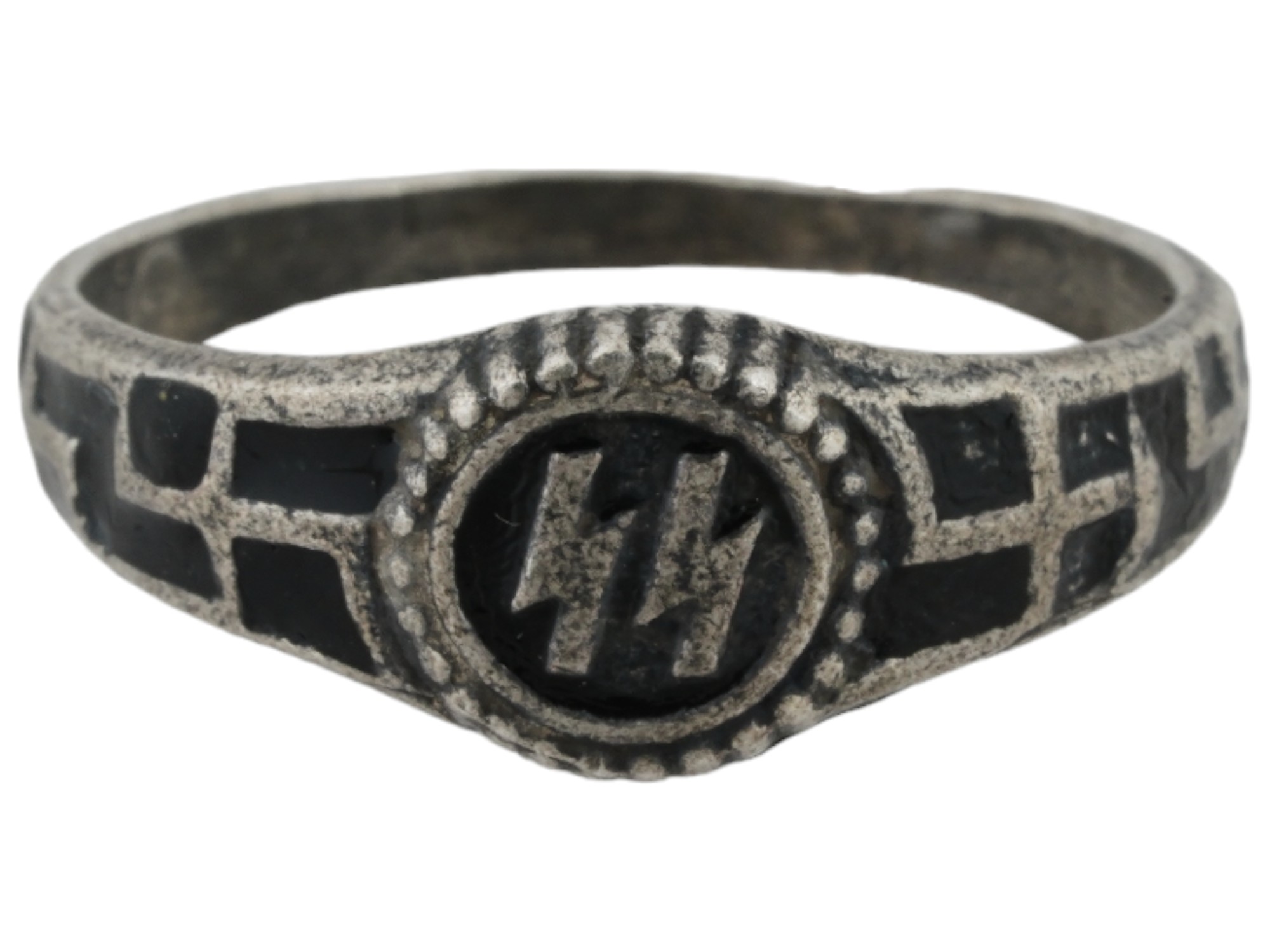 WWII MODEL NAZI GERMAN WAFFEN SS OFFICER SILVER RING PIC-0