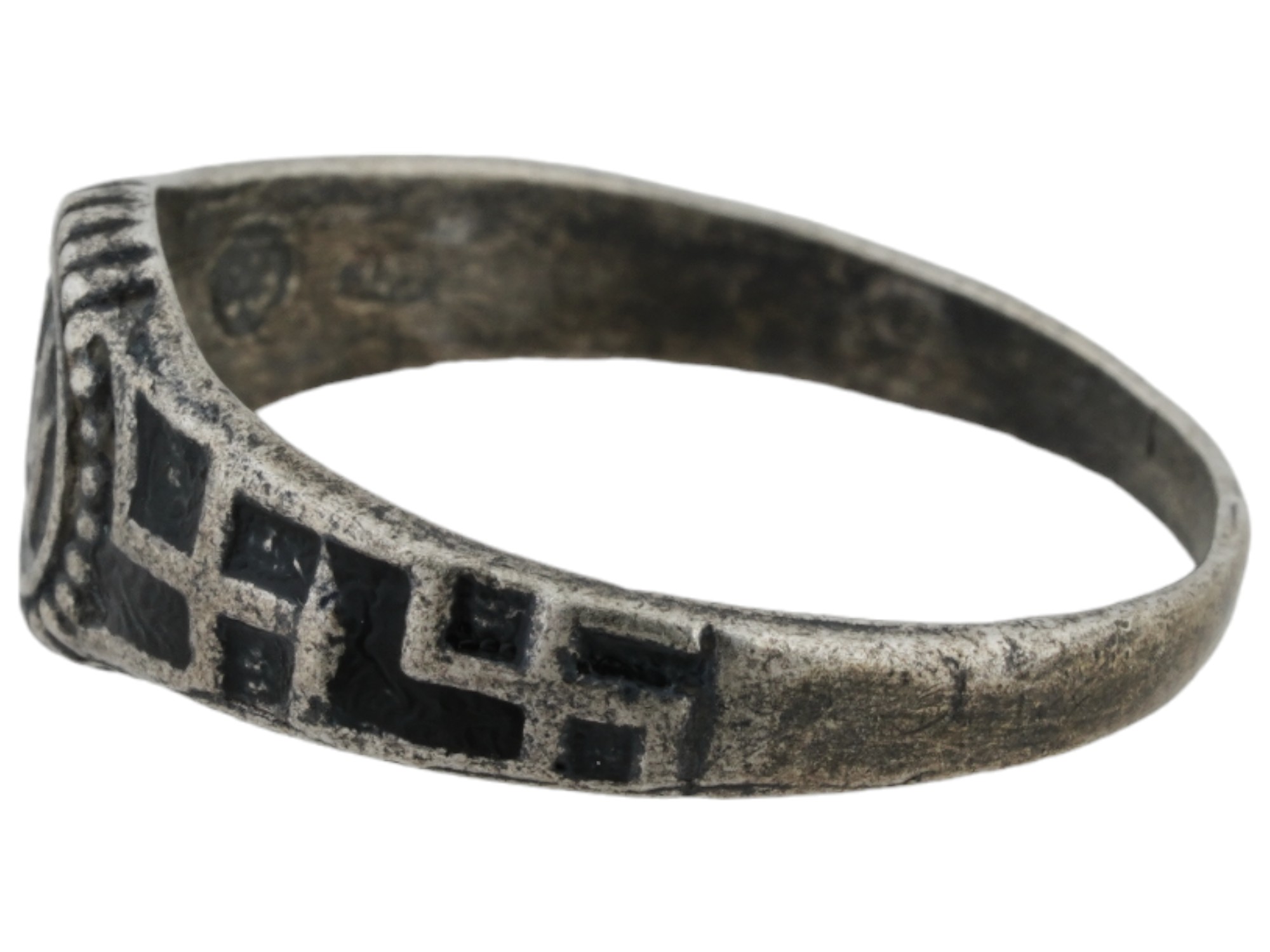 WWII MODEL NAZI GERMAN WAFFEN SS OFFICER SILVER RING PIC-2