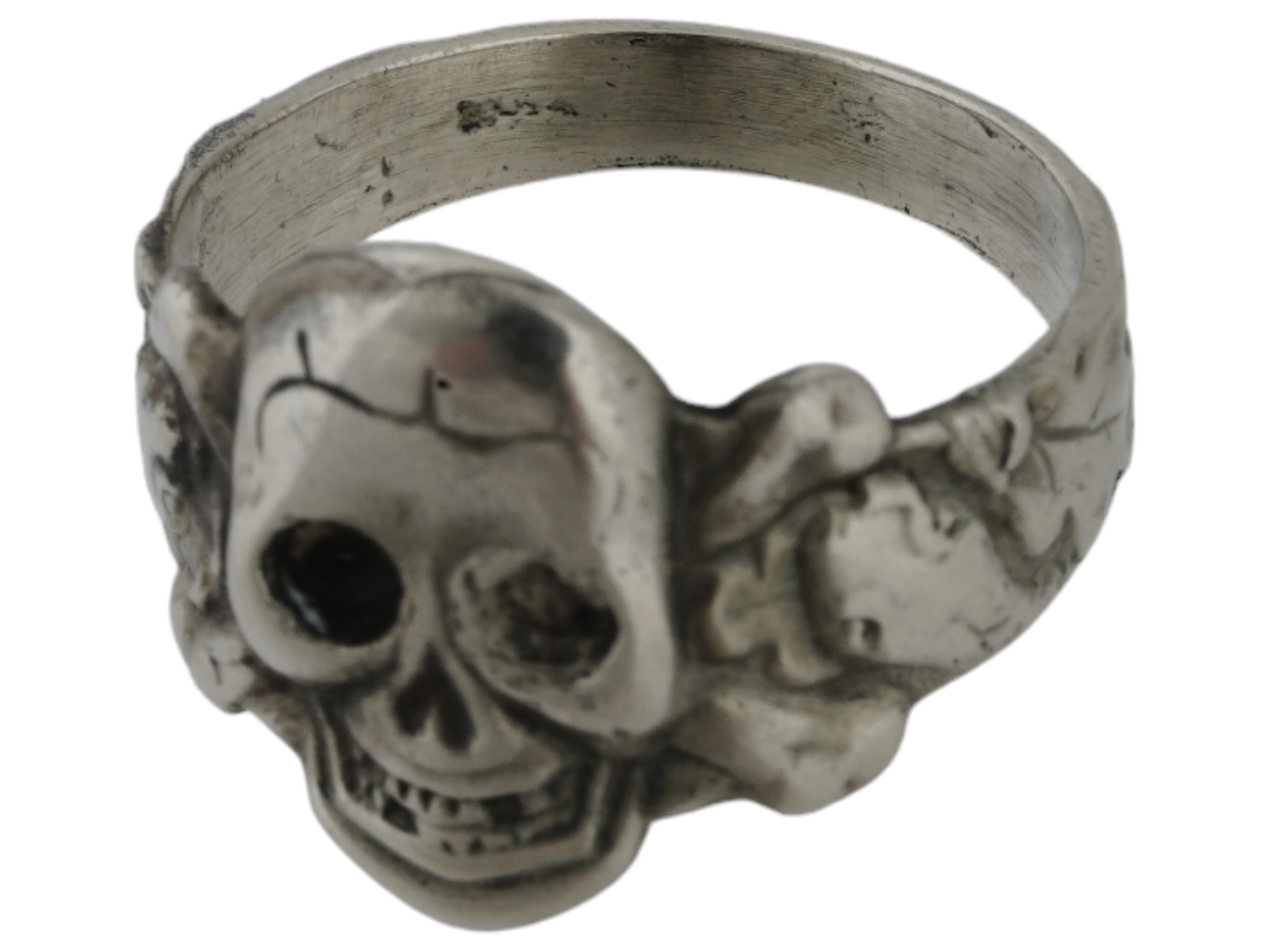 WWII MODEL NAZI WAFFEN SS TOTENKOPF OFFICER SILVER RING PIC-3