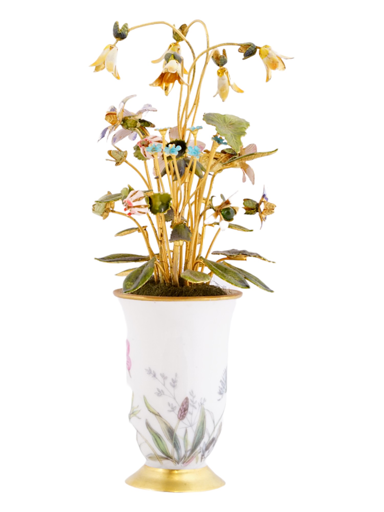 GERMAN JANE HUTCHESON PORCELAIN ENAMEL FLOWER VASE PIC-2