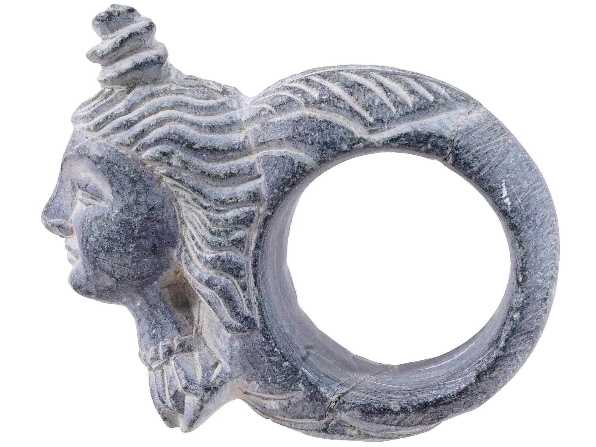 GANDHARA SCHIST RING WITH THE HEAD OF A GODDESS PIC-1