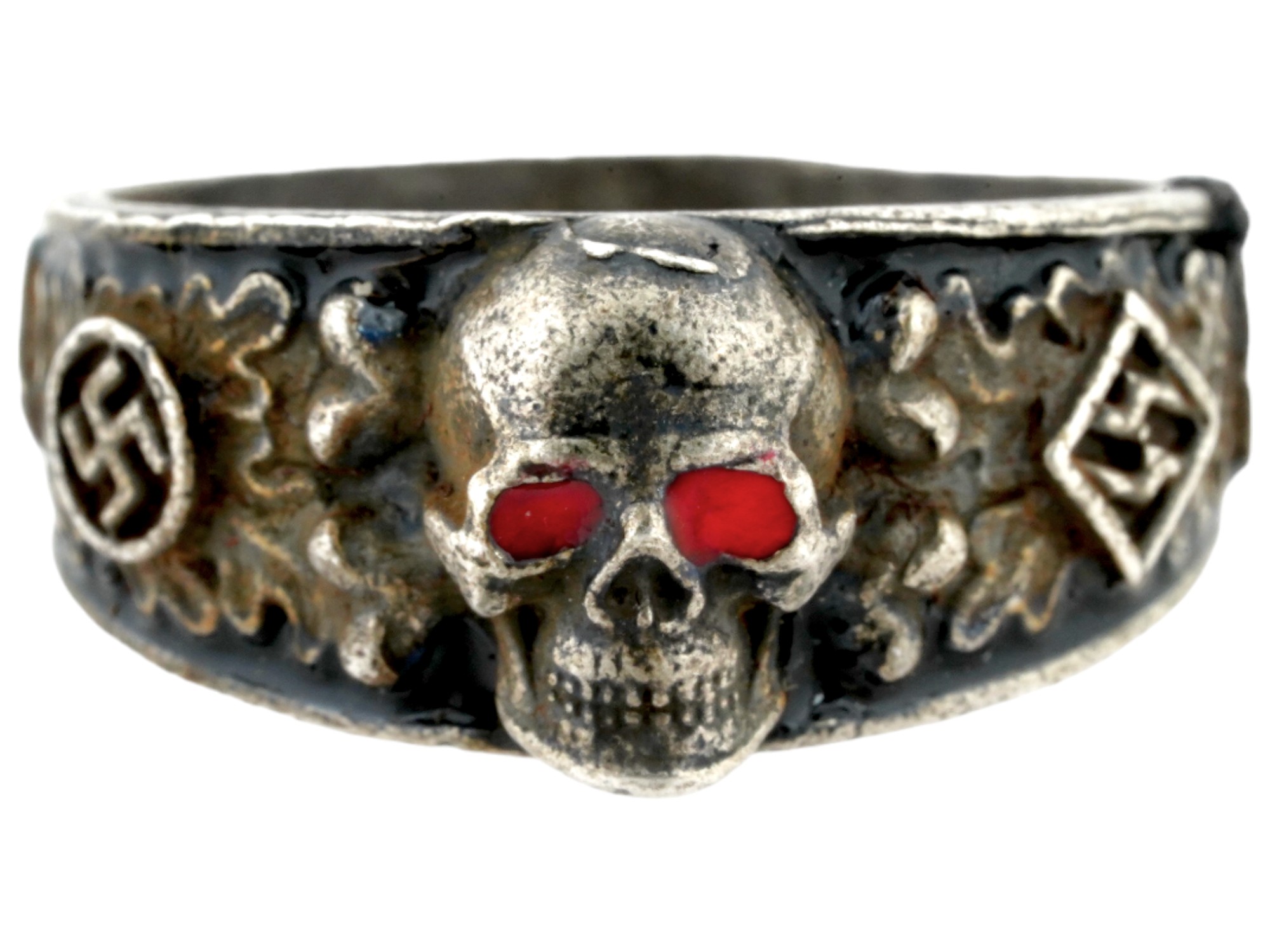 WWII MODEL SS SECRET SOCIETY AHNENERBE SILVER RING PIC-0