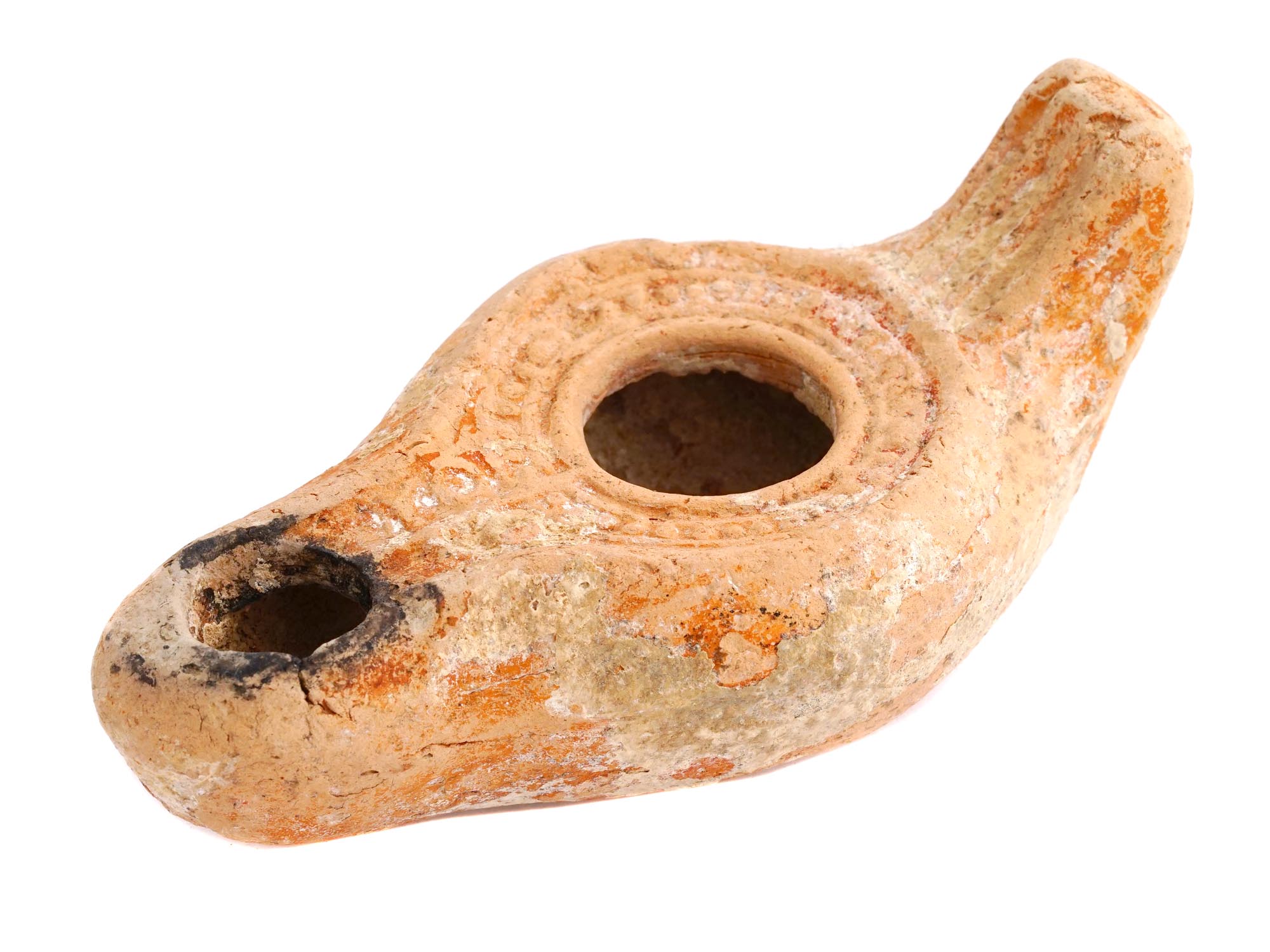 ANCIENT ROMAN EMPIRE UNGLAZED TERRACOTTA OIL LAMP PIC-2