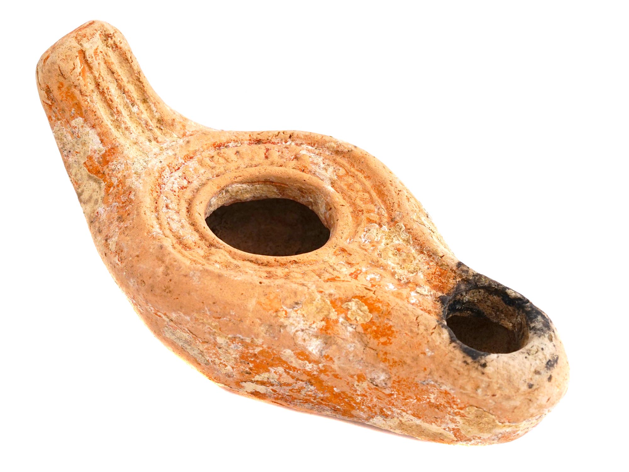 ANCIENT ROMAN EMPIRE UNGLAZED TERRACOTTA OIL LAMP PIC-1