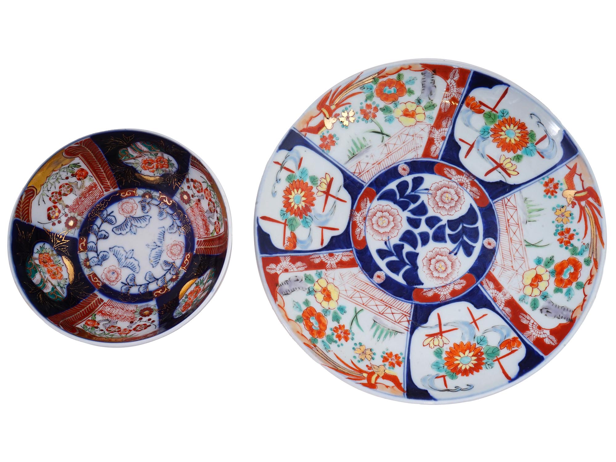 JAPANESE IMARI MANNER PORCELAIN SET PLATE AND BOWL PIC-2