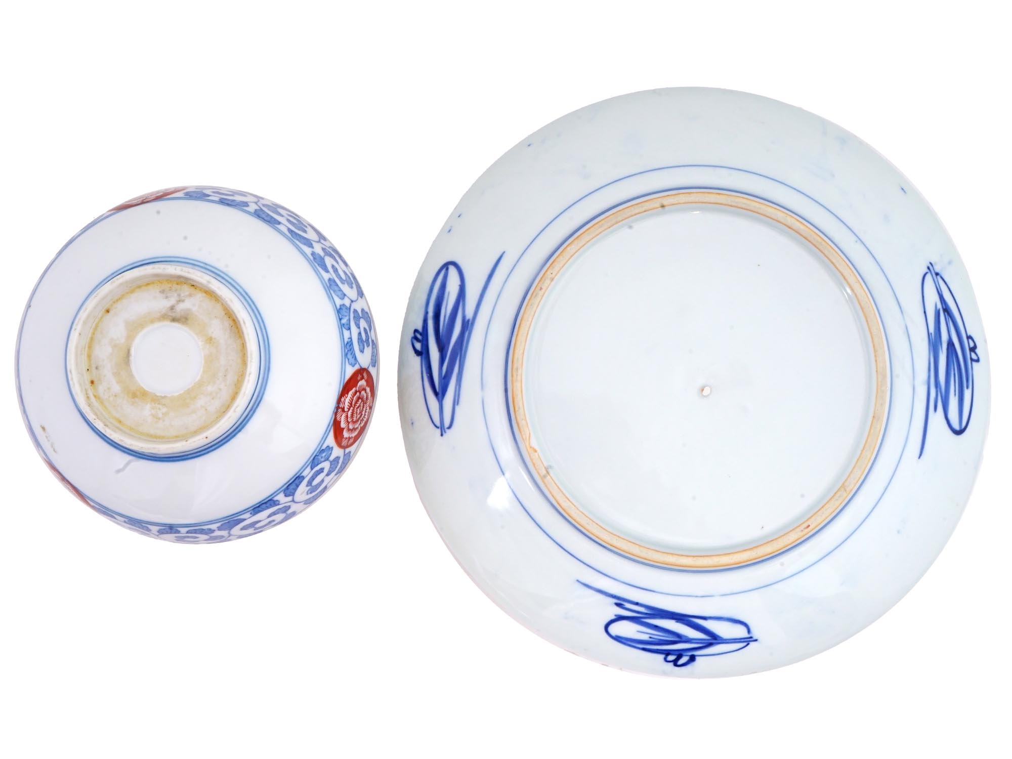 JAPANESE IMARI MANNER PORCELAIN SET PLATE AND BOWL PIC-3