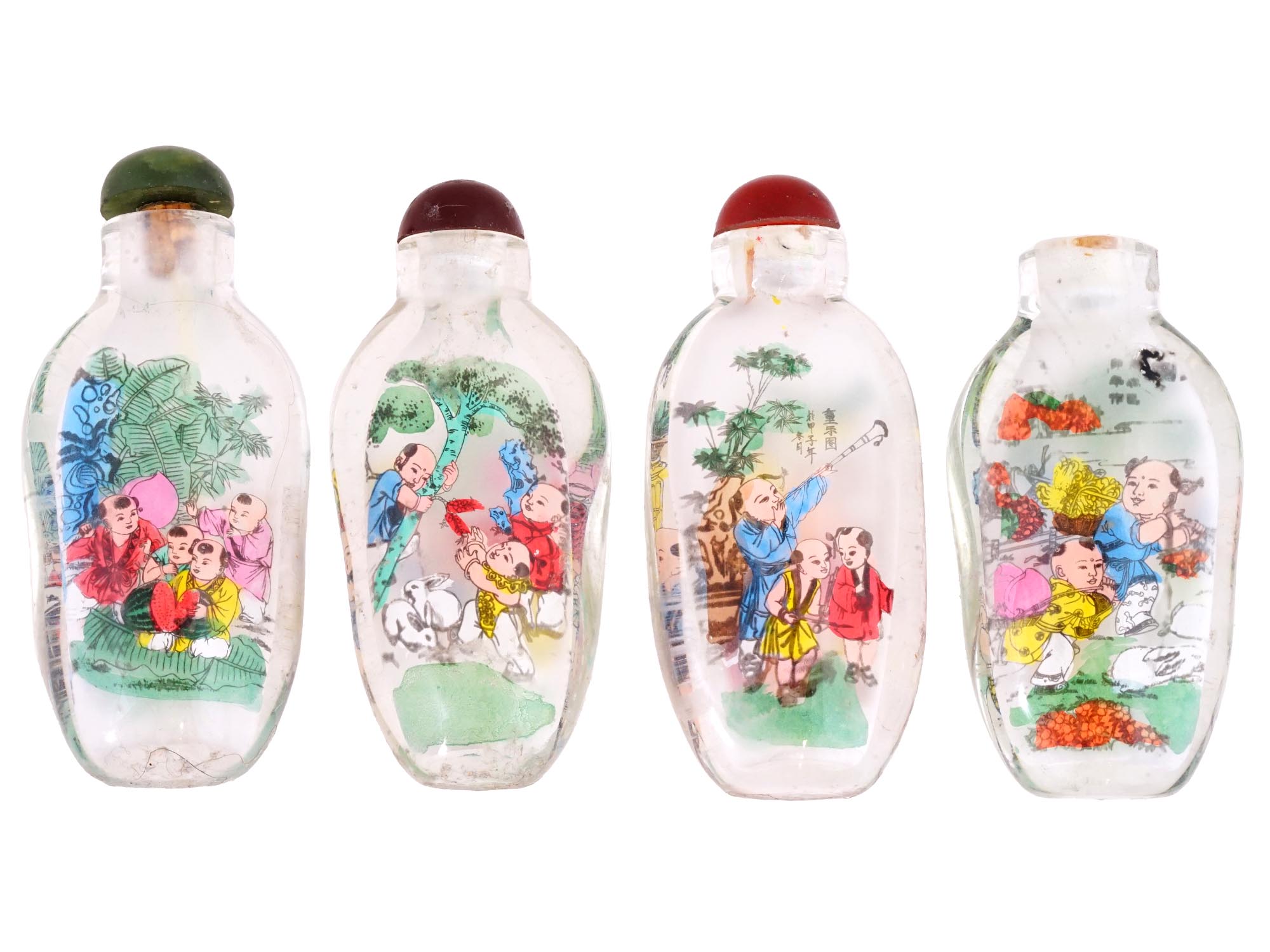 VINTAGE CHINESE REVERSE HAND PAINTED SNUFF BOTTLES PIC-1