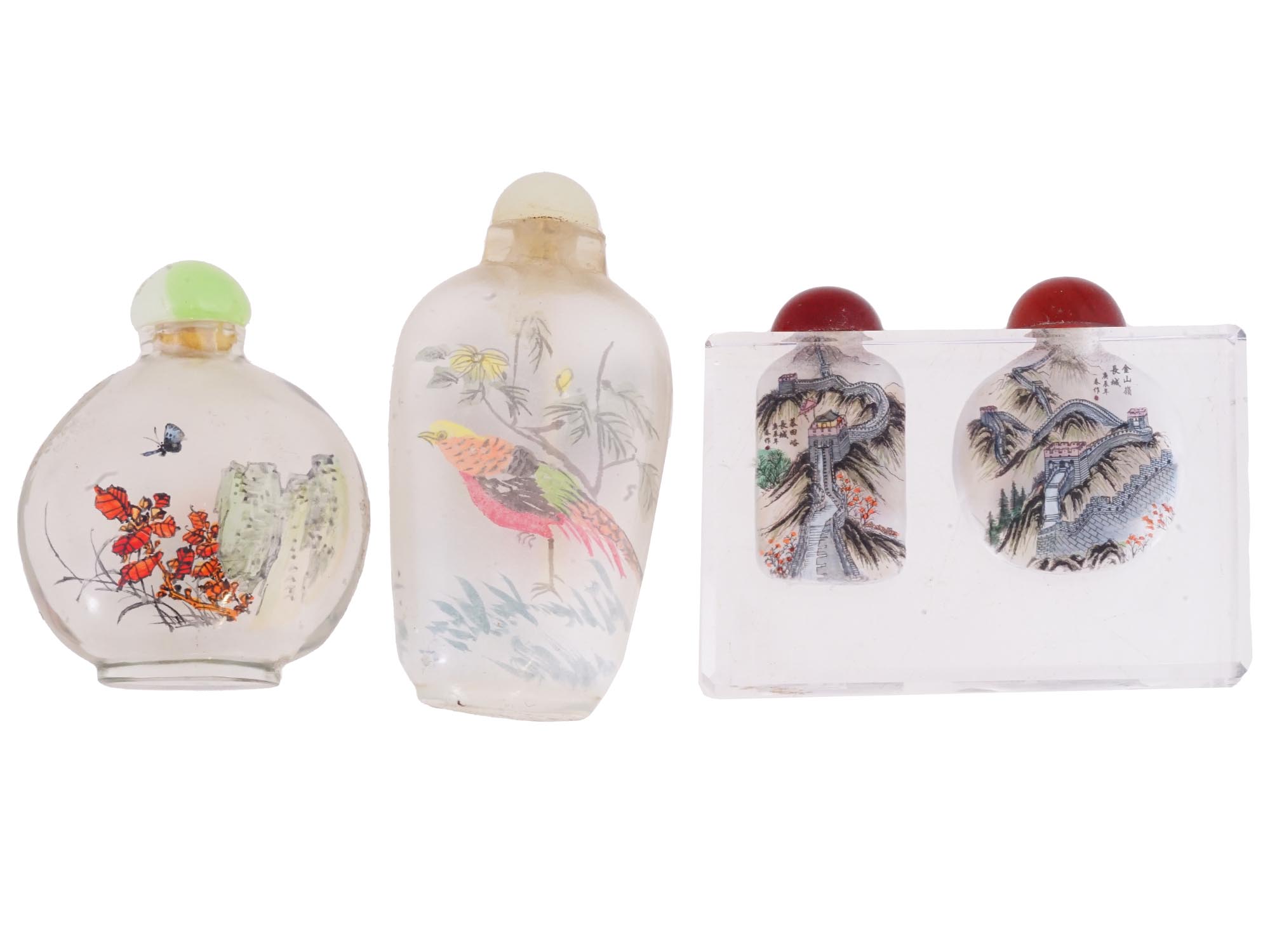 VINTAGE CHINESE REVERSE HAND PAINTED SNUFF BOTTLES PIC-1