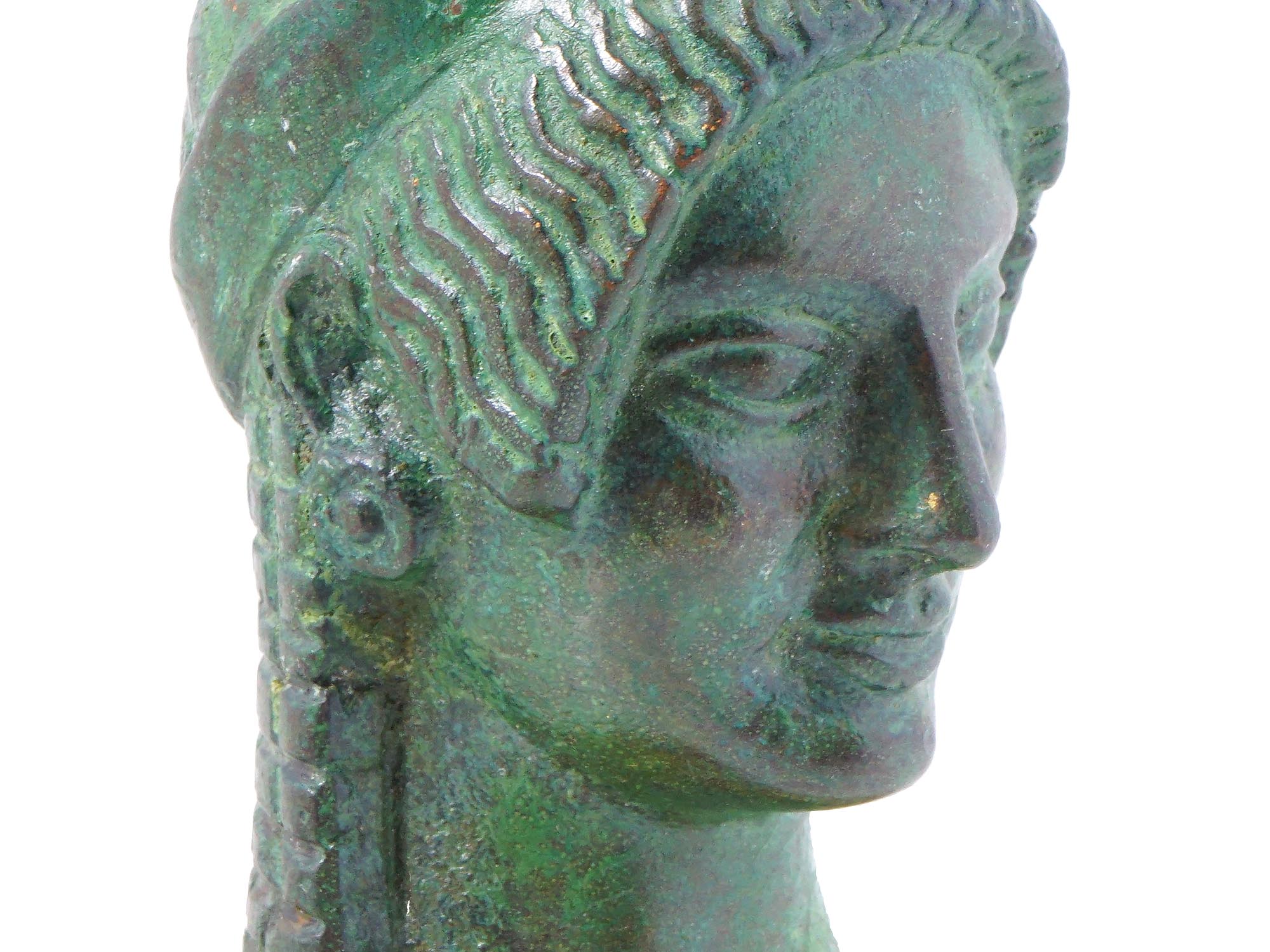 ANCIENT GREEK ARCHAIC KORE HEAD BRONZE SCULPTURE PIC-6