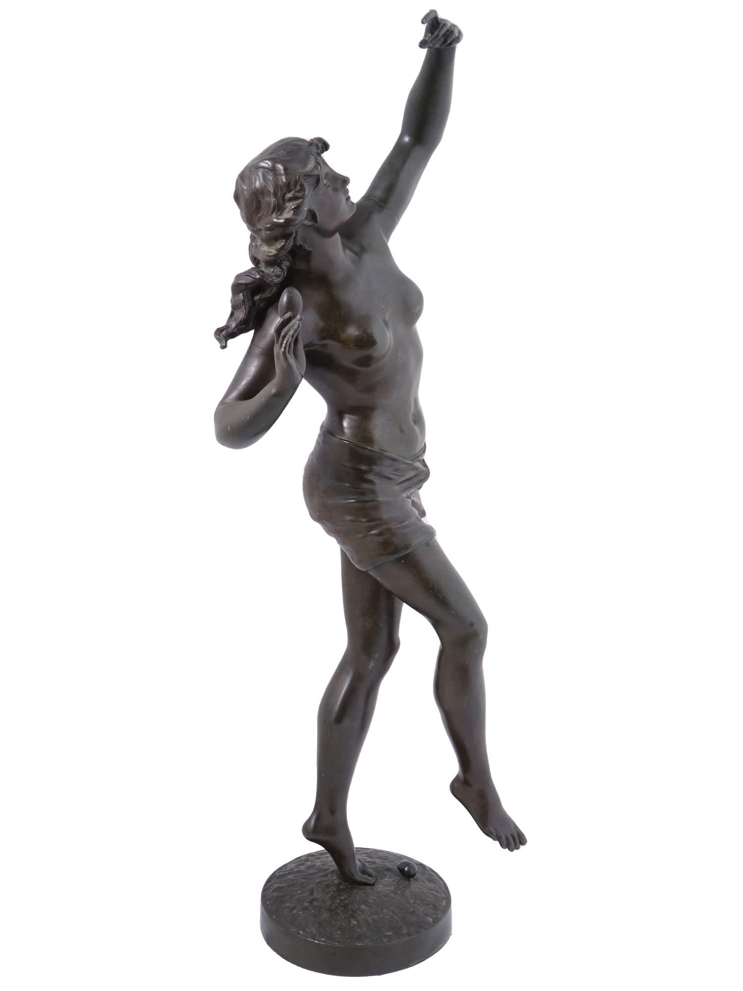 ANTIQUE FRENCH BRONZE SCULPTURE BY EDOUARD DROUOT PIC-4