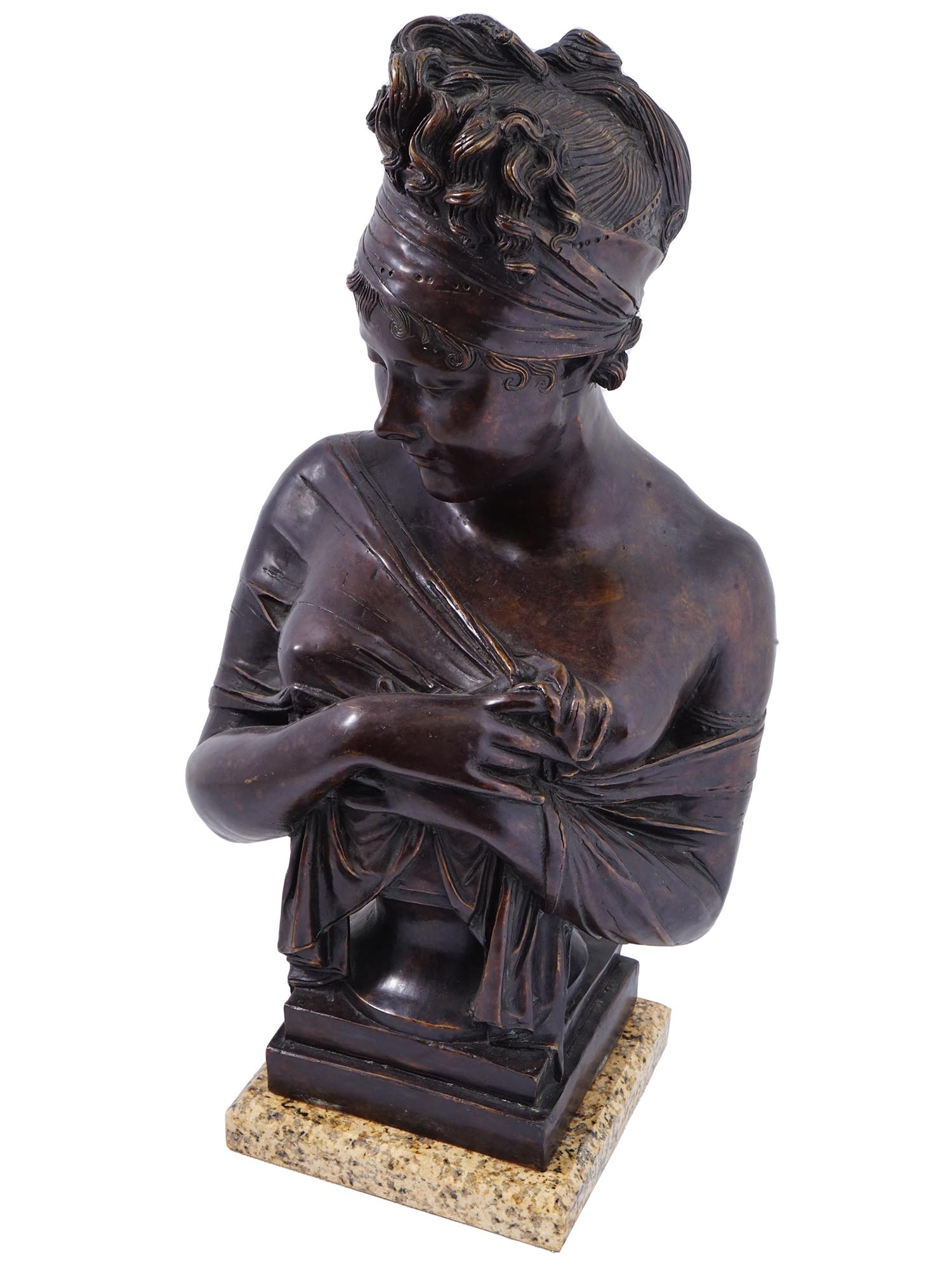 BRONZE BUST OF MADAME RECAMIER AFTER JOSEPH CHINARD PIC-1