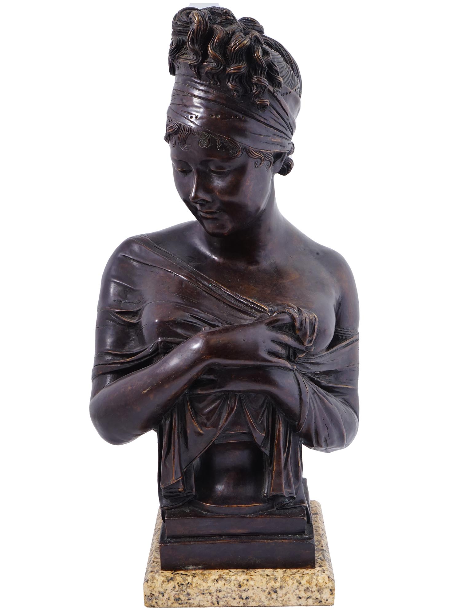 BRONZE BUST OF MADAME RECAMIER AFTER JOSEPH CHINARD PIC-0