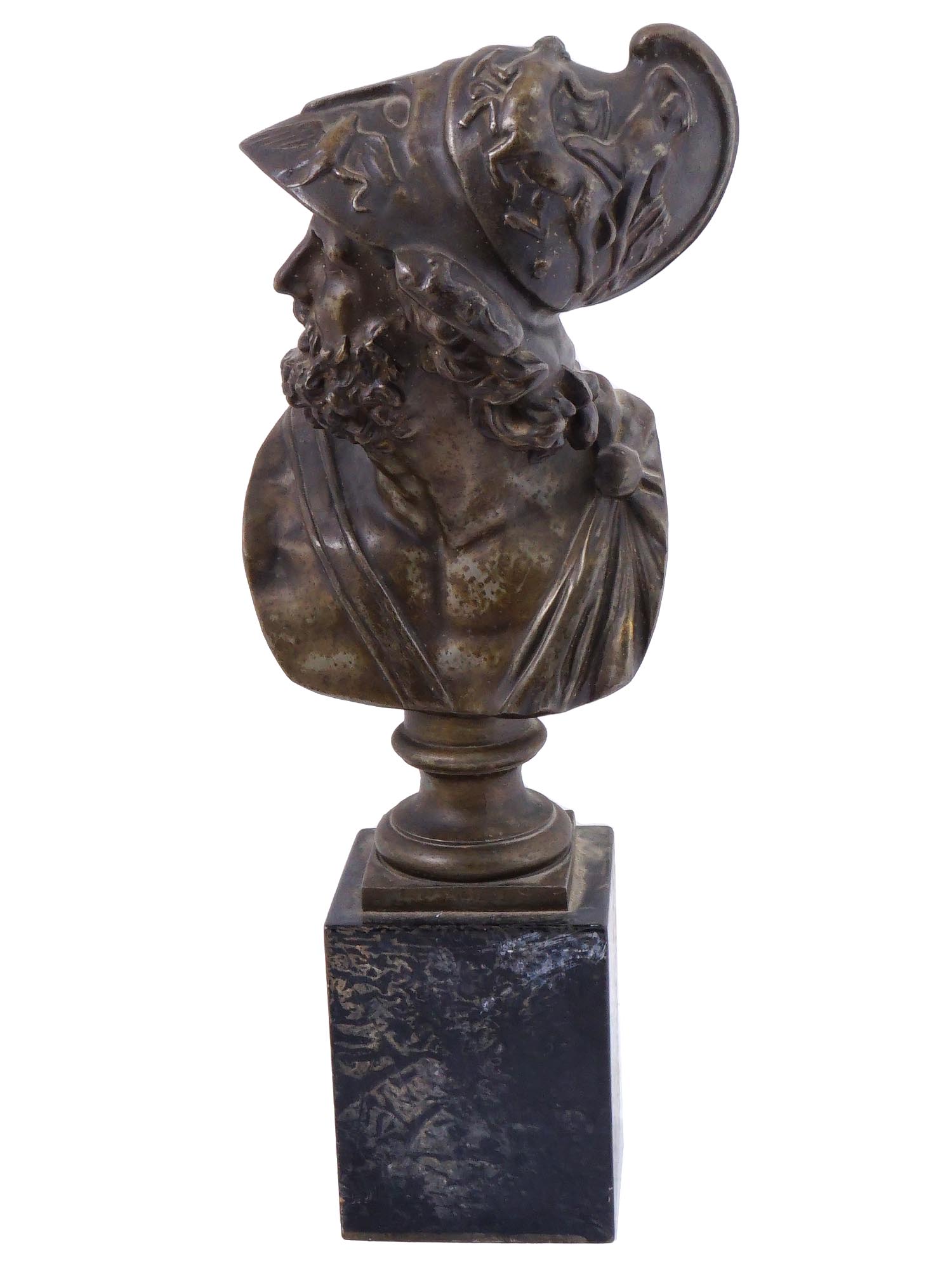 ANTIQUE 19TH C GRAND TOUR SPELTER BUST OF AJAX PIC-2