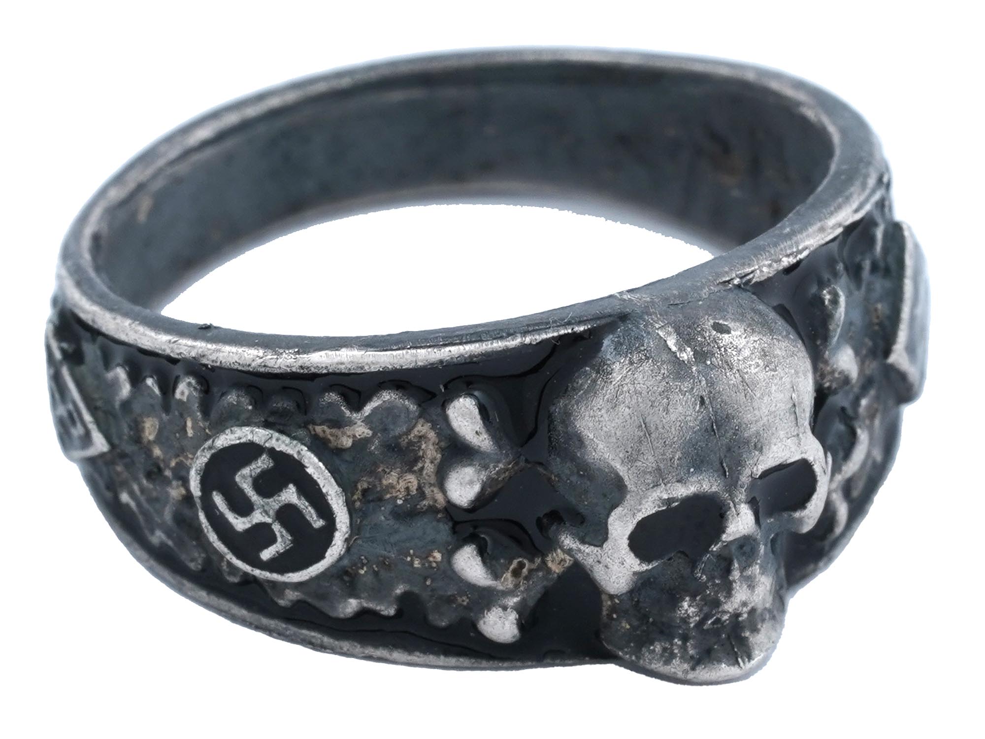 GERMAN WWII SS SECRET SOCIETY AHNENERBE SILVER RING PIC-1