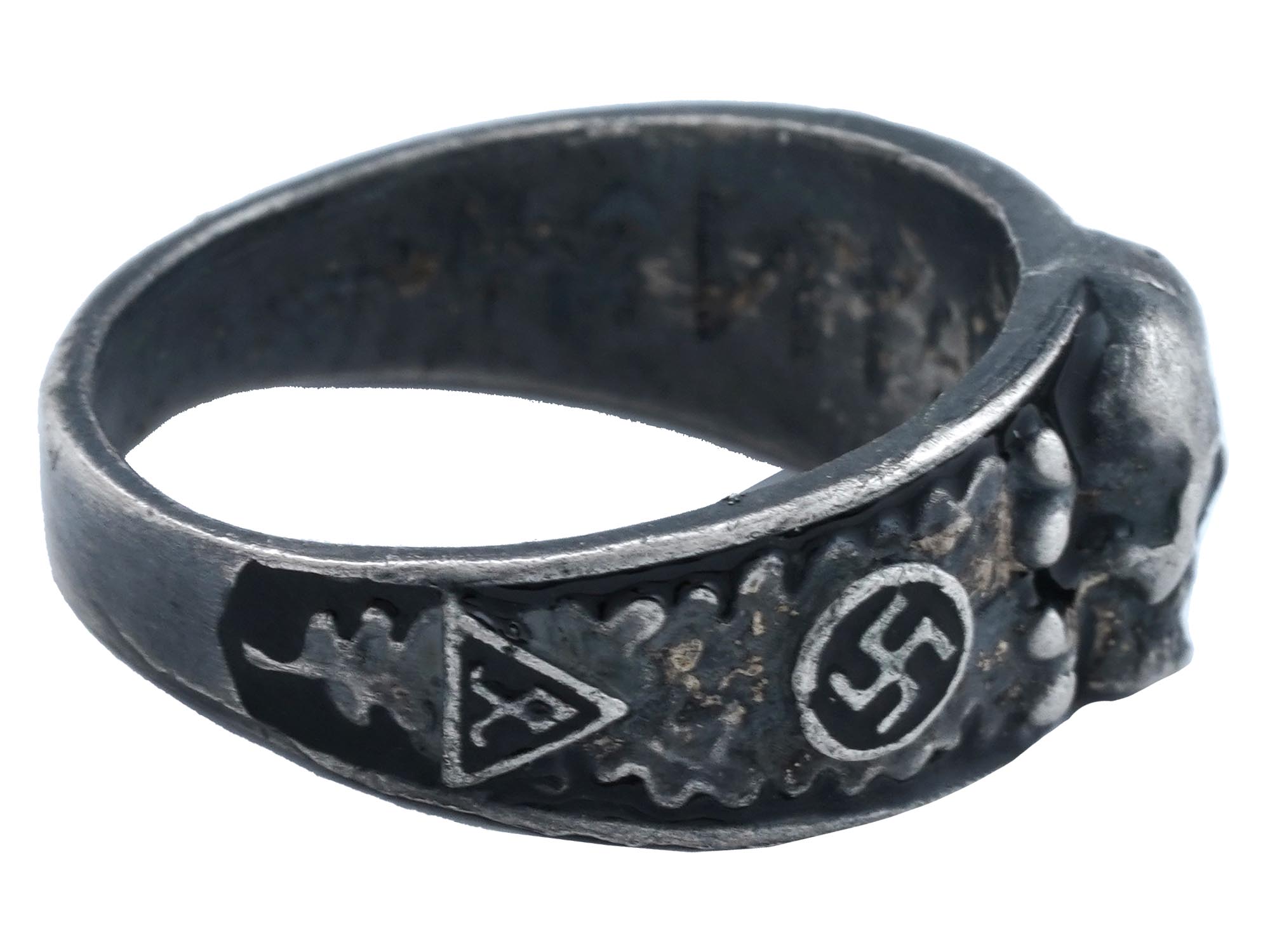 GERMAN WWII SS SECRET SOCIETY AHNENERBE SILVER RING PIC-4