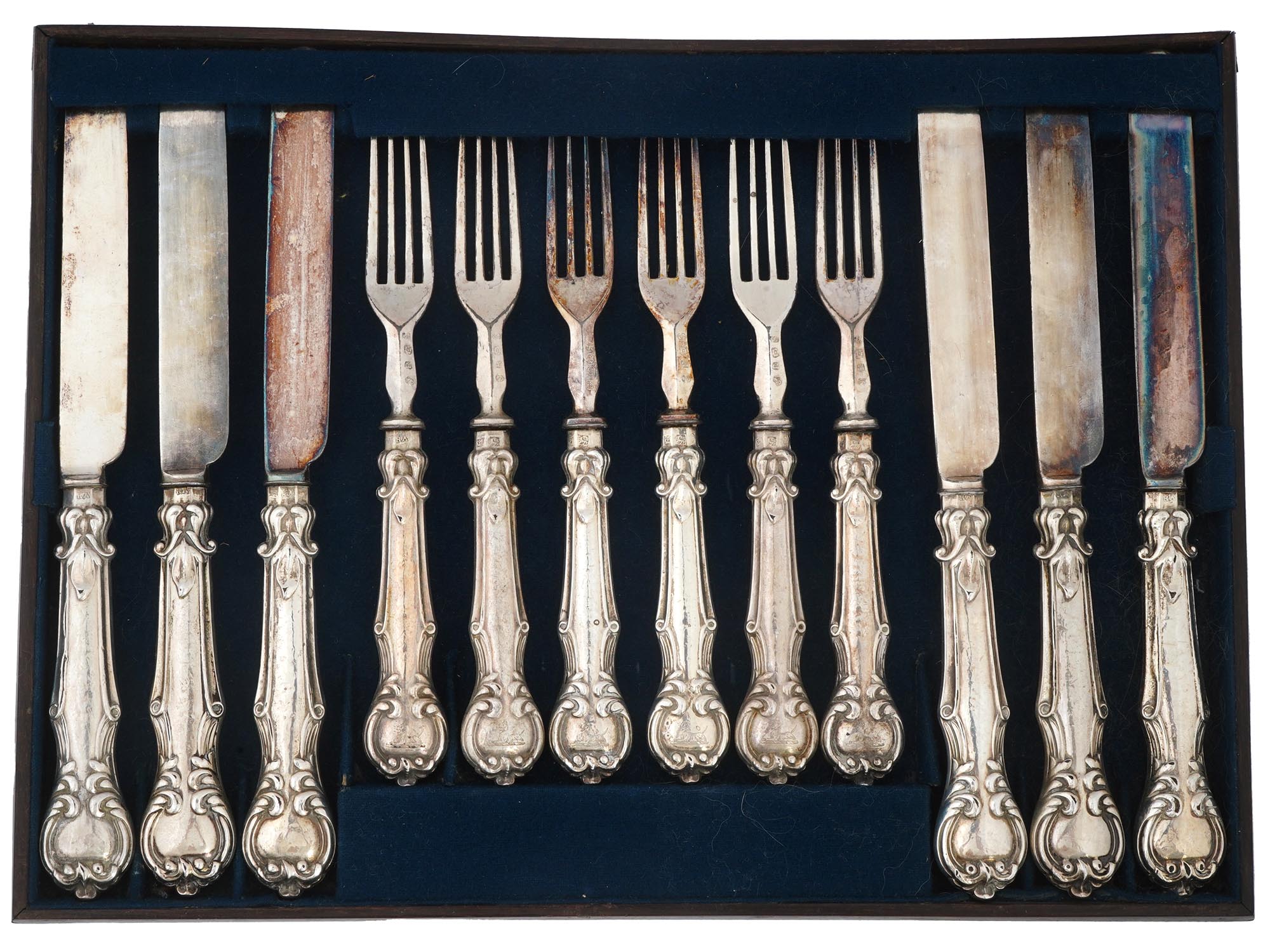 EARLY 20TH C ENGLISH STERLING SILVER FLATWARE SET PIC-2