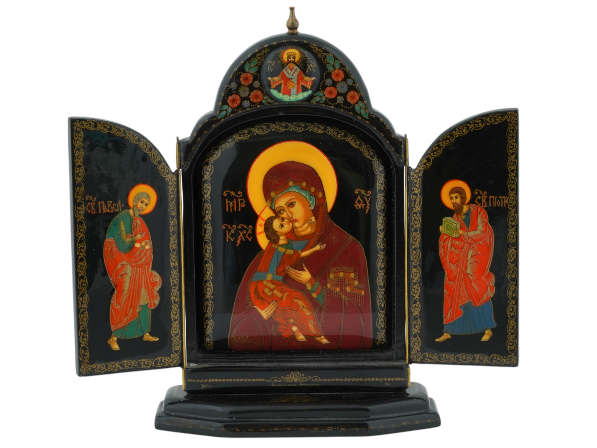 RUSSIAN TRIPTYCH VLADIMIRSKAYA MOTHER OF GOD ICON PIC-0