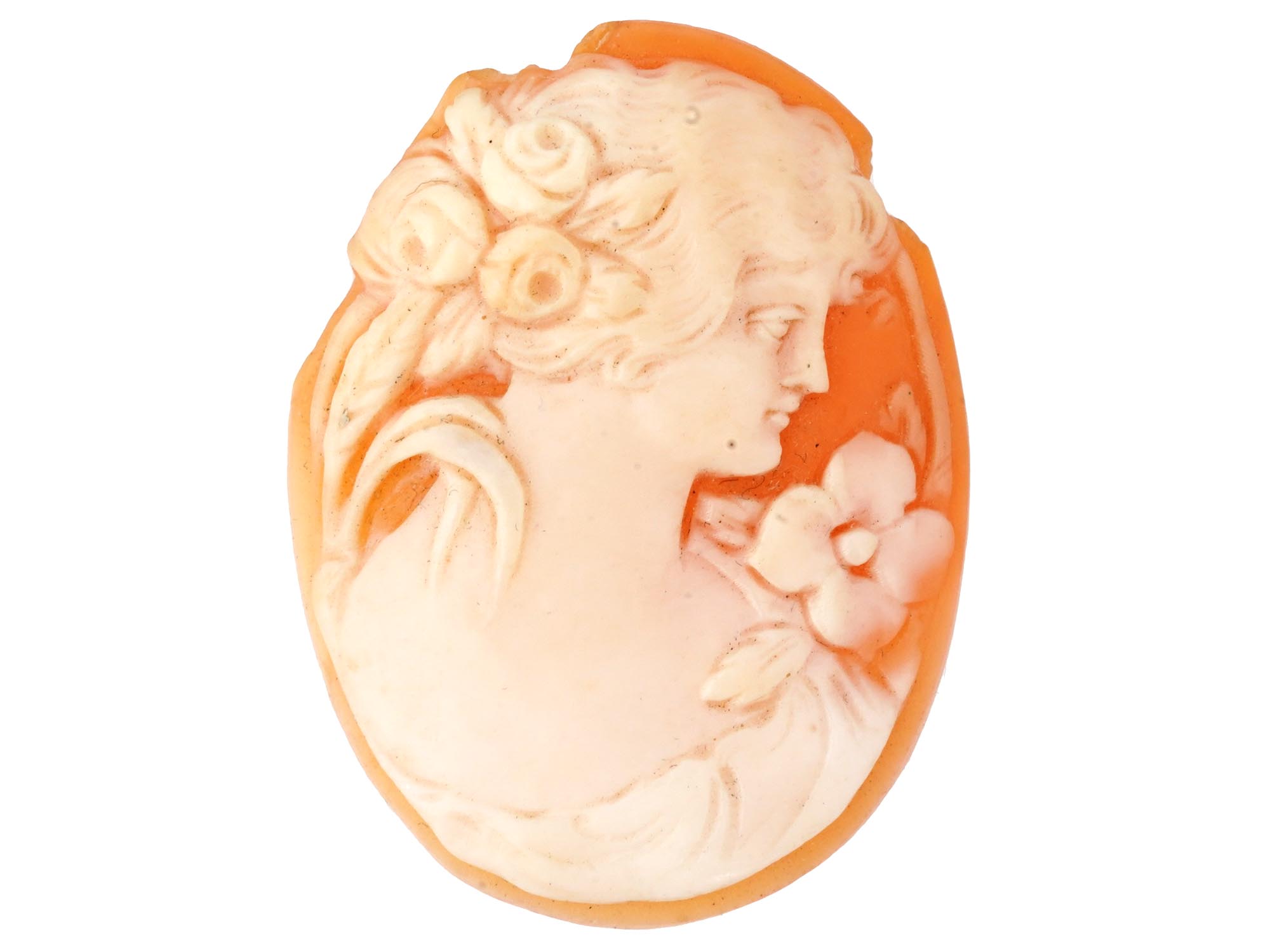 VICTORIAN MANNER PORTRAIT CARNELIAN SHELL CAMEO PIC-0