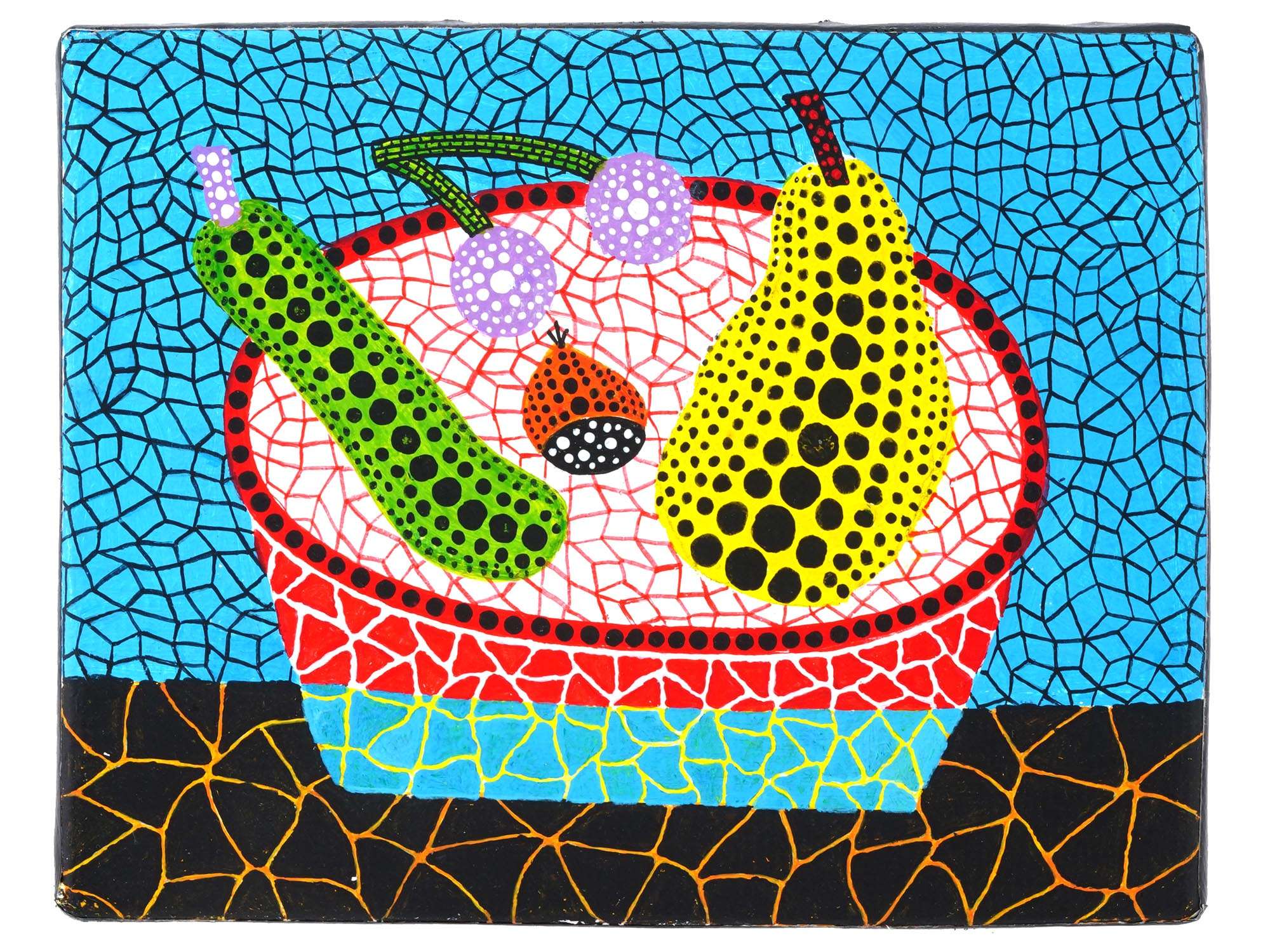 JAPANESE FRUITS ACRYLIC PAINTING AFTER YAYOI KUSAMA PIC-0