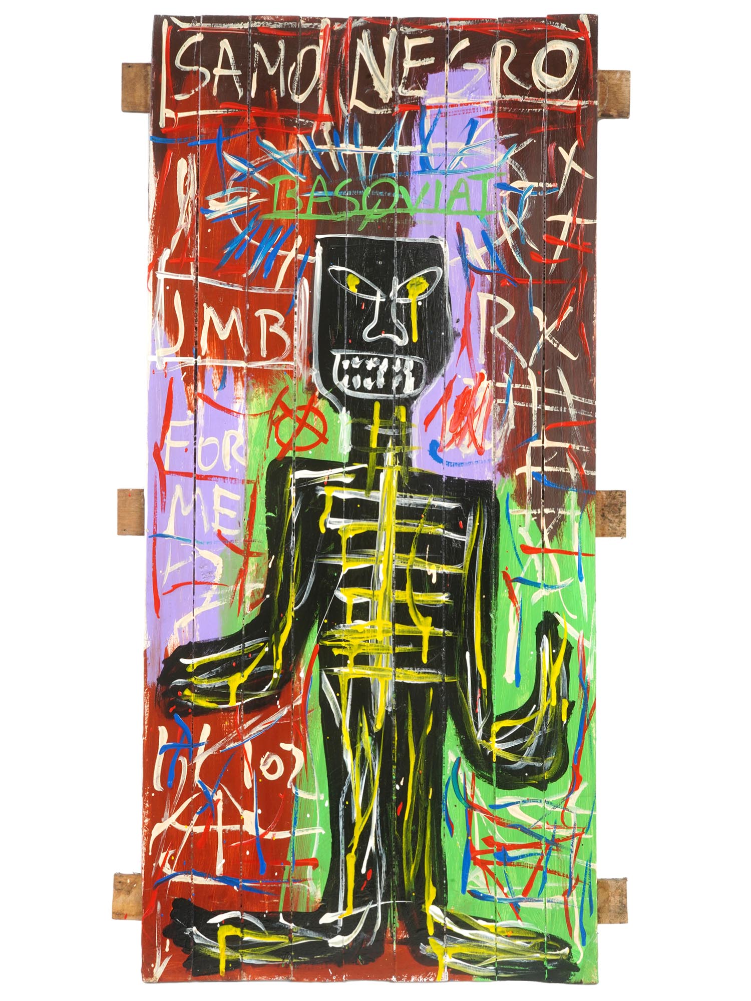 ATTR TO JEAN MICHEL BASQUIAT AMERICAN OIL PAINTING PIC-0