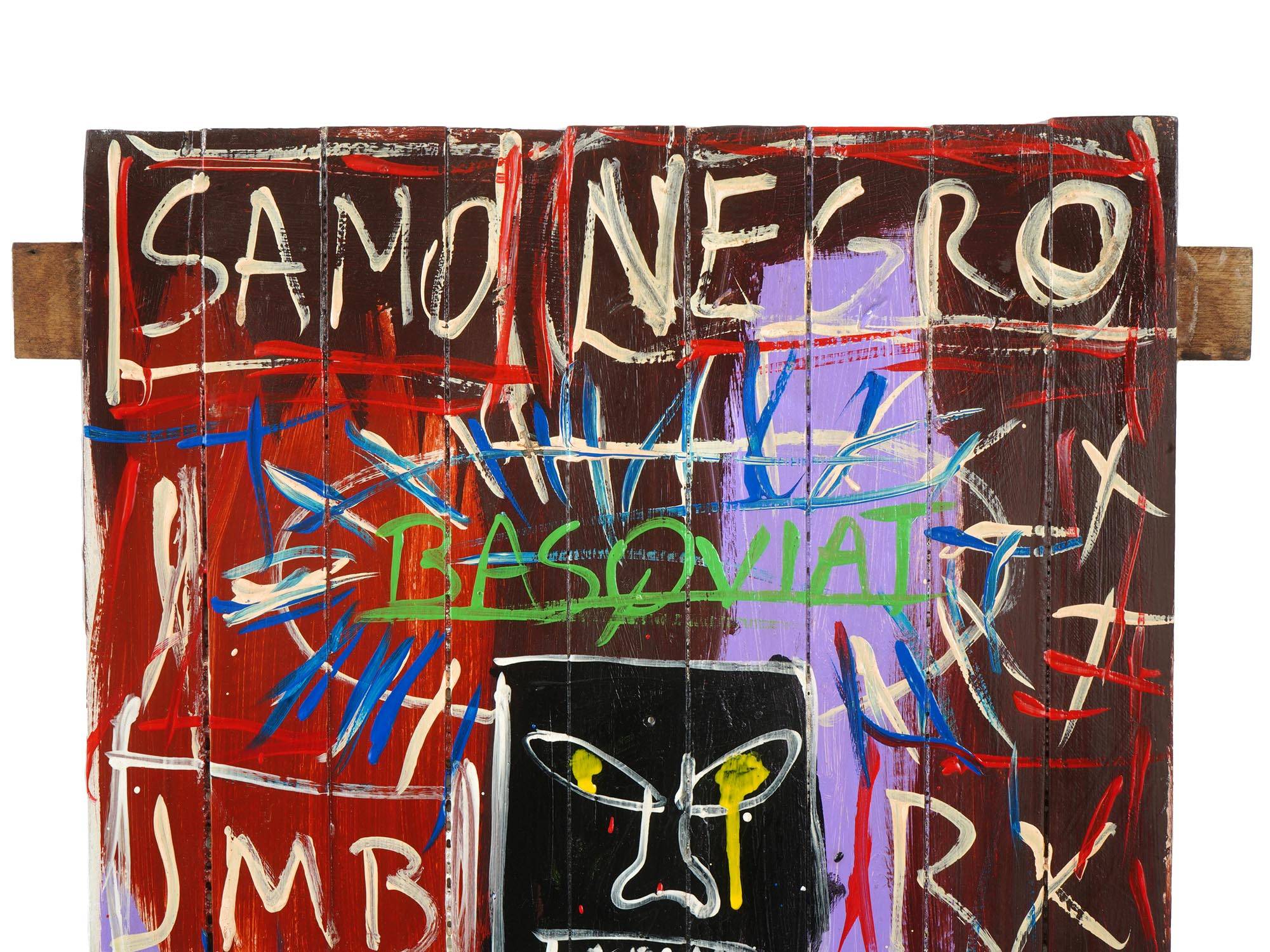 ATTR TO JEAN MICHEL BASQUIAT AMERICAN OIL PAINTING PIC-2