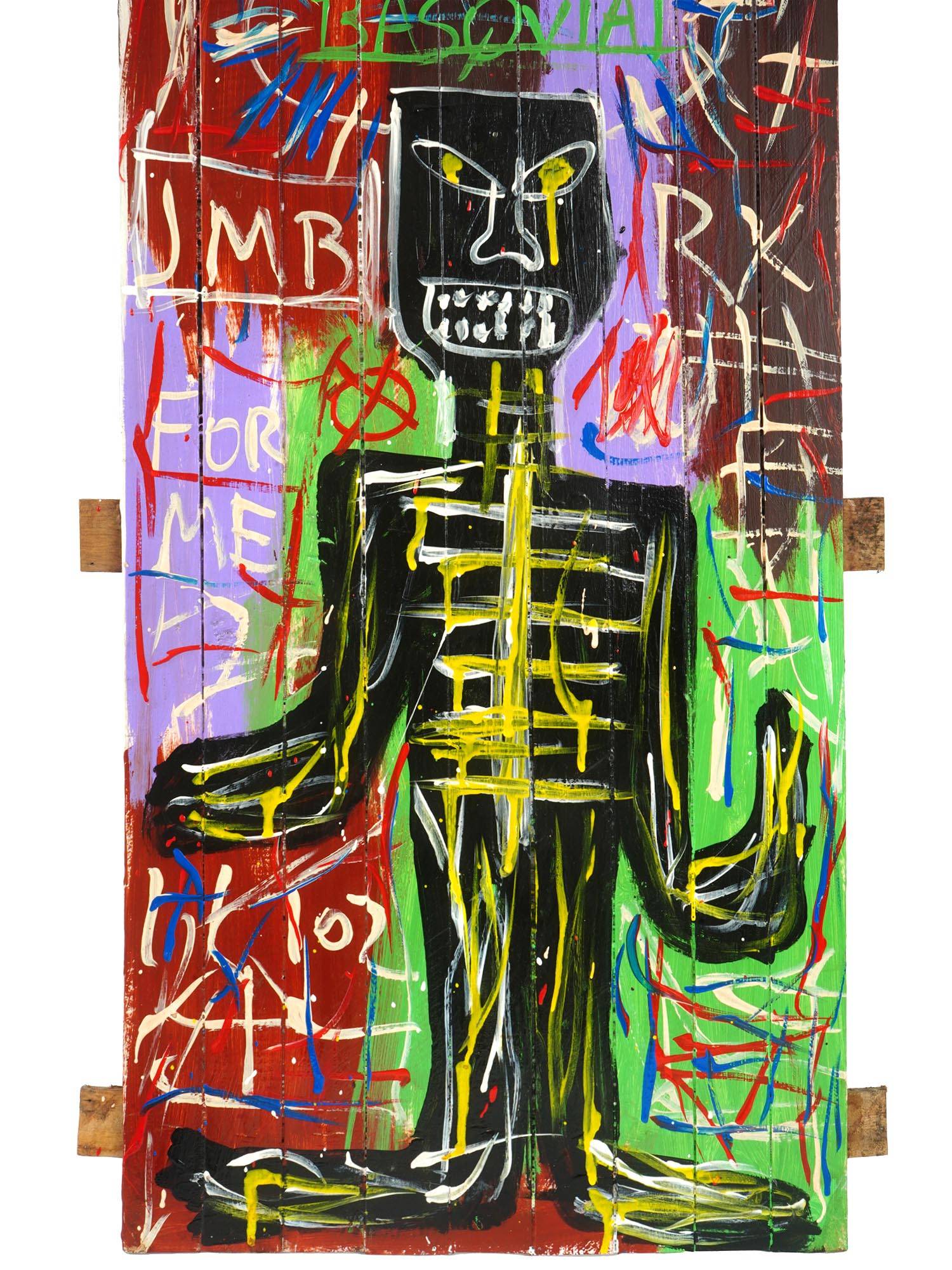 ATTR TO JEAN MICHEL BASQUIAT AMERICAN OIL PAINTING PIC-3