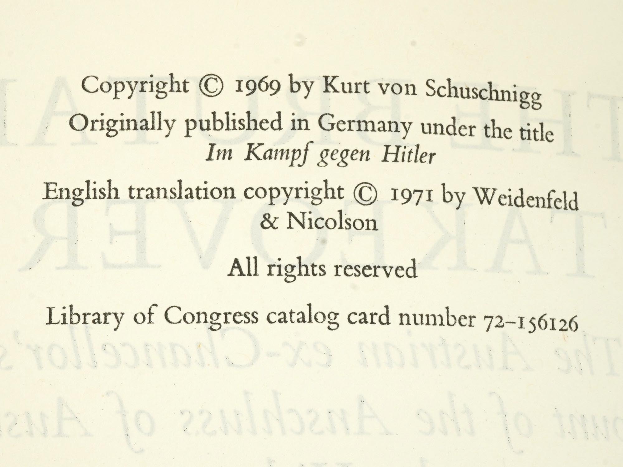 POST WWII NAZI GERMAN BOOK BY SCHUSCHNIGG SIGNED PIC-9