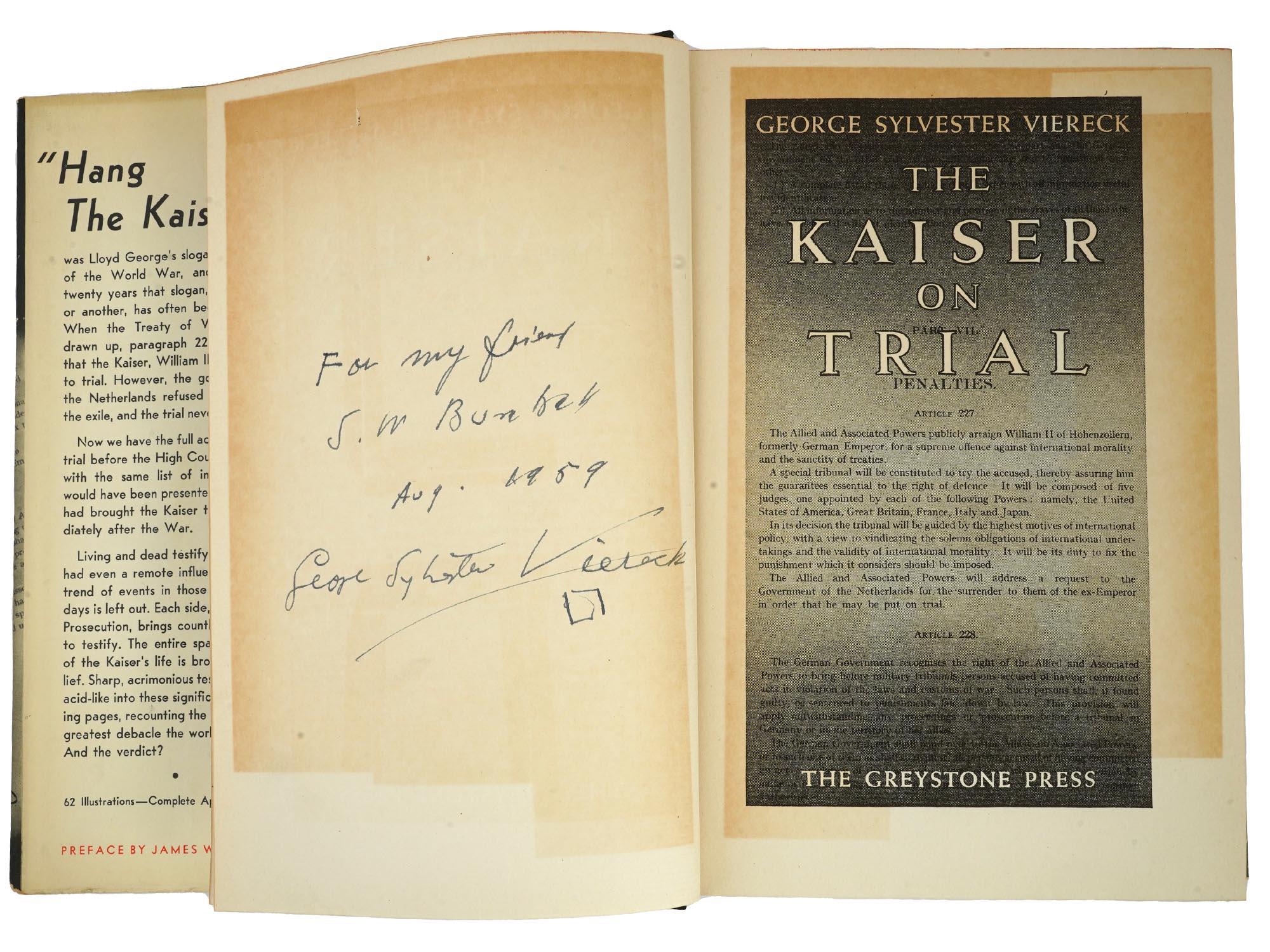 THE KAISER ON TRIAL BOOK BY GEORGE S VIERECK SIGNED PIC-5