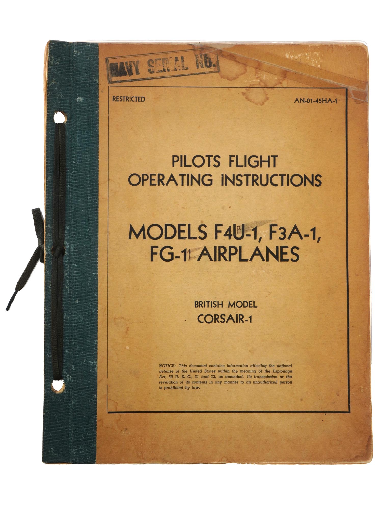 WWII ERA US PILOTS FLIGHT OPERATING INSTRUCTIONS PIC-0