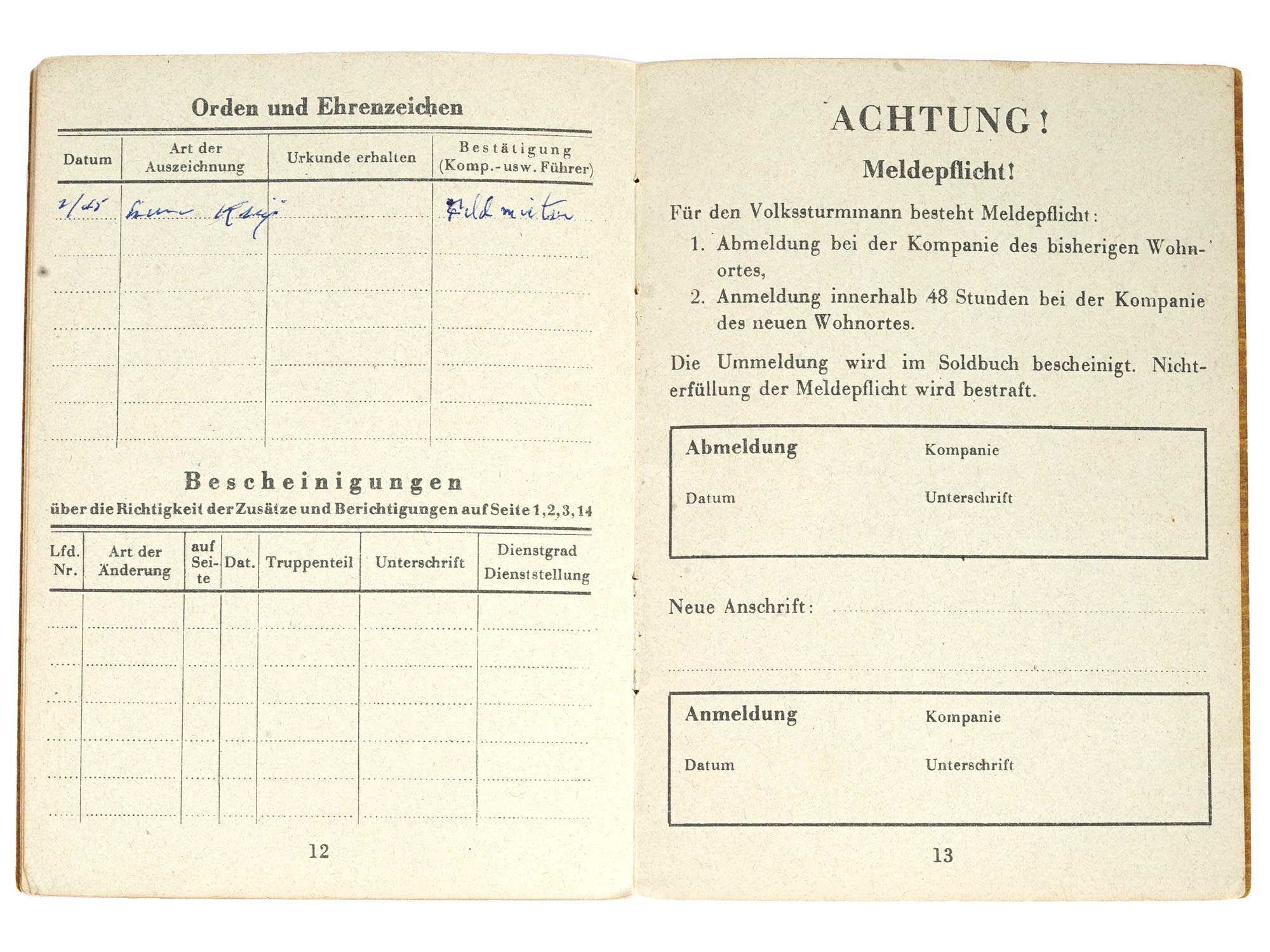 WWII ERA NAZI GERMAN PAYBOOK WITH ID DOCUMENT PIC-4