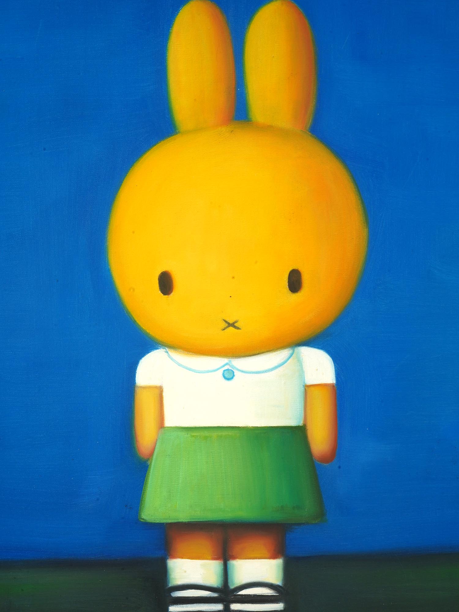 ATTR TO LIU YE CHINESE BUNNY PORTRAIT OIL PAINTING PIC-1